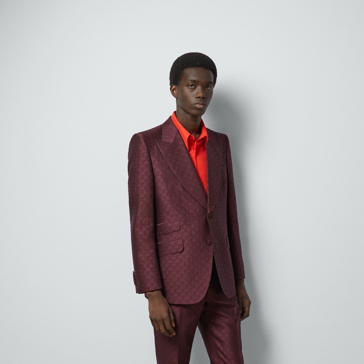 Gucci o1s1wg110125 Horsebit Wool Silk Jacquard Jacket in Burgundy Size US L / EU 52-54 / 3 - 5 Thumbnail