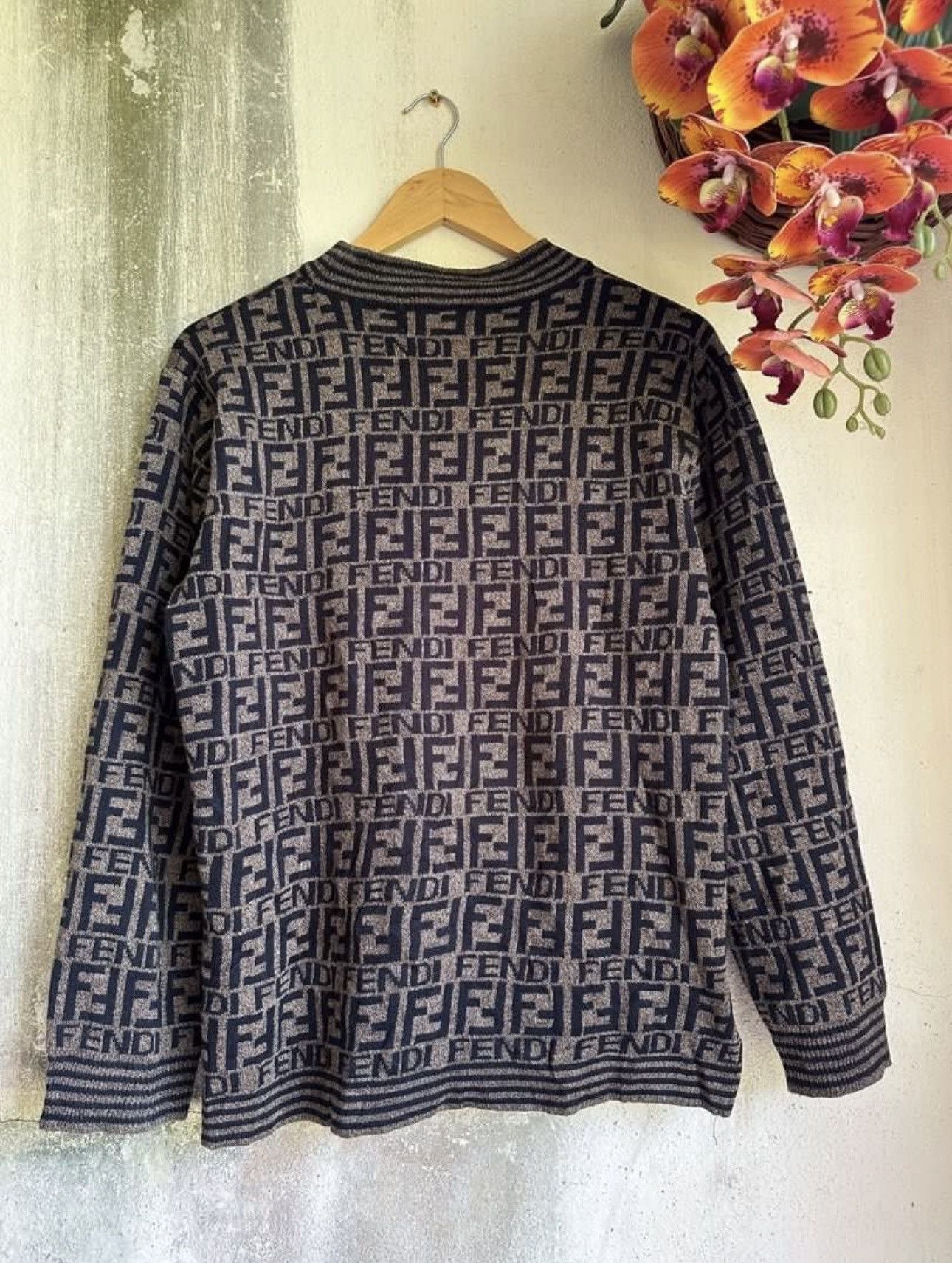 Fendi 🔅Rare🔅 Fendi Knitwear Zucca Monogram Logo Wool Sweater Size US M / EU 48-50 / 2 - 2 Thumbnail