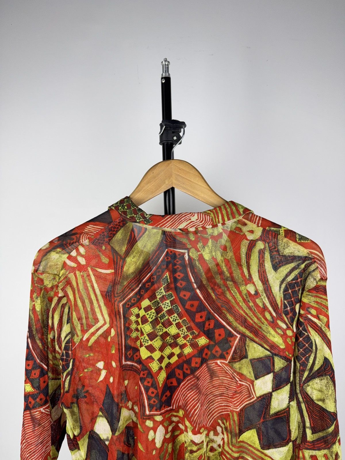 Other Vintage Garella Abstract Mesh Shirt Red Green Print Size M / US 6-8 / IT 42-44 - 6 Thumbnail