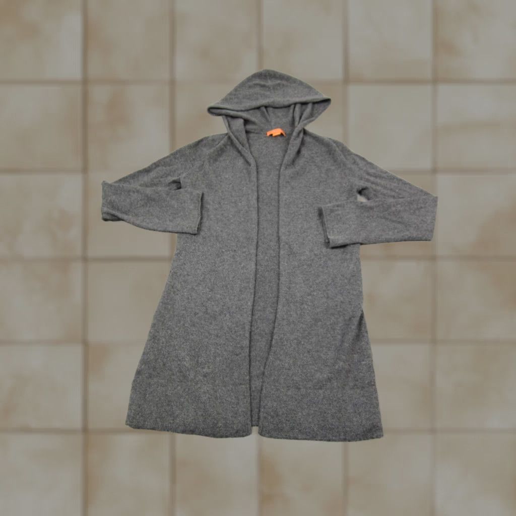 Vintage Christopher Fischer Women Gray Cashmere Hooded Cardigan Sweater Small Open Front Size S / US 4 / IT 40 - 1 Thumbnail