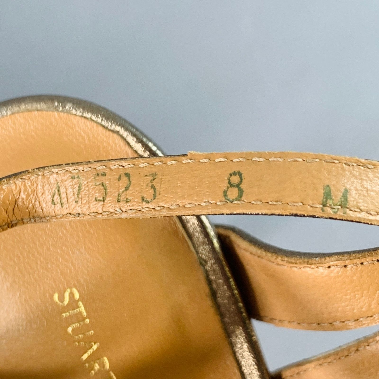 Stuart Weitzman Metallic Gold Leather Strappy Ankle Strap Sandals Size US 8 / IT 38 - 8 Thumbnail