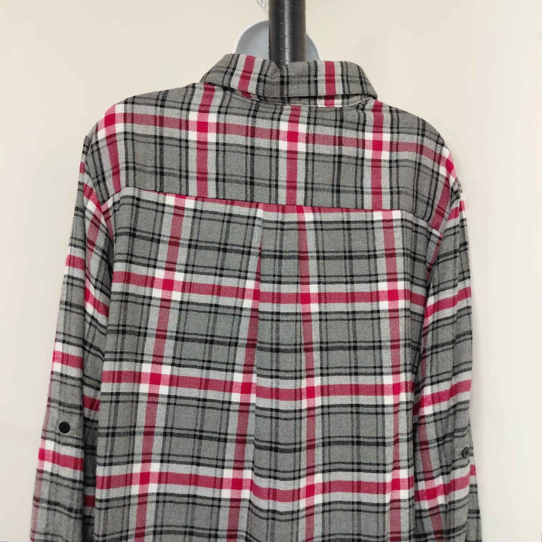DKNY DKNY Dress Women's Large Gray Pink Window Pane Plaid Button Up Long Sleeve Size L / US 10 / IT 46 - 6 Thumbnail