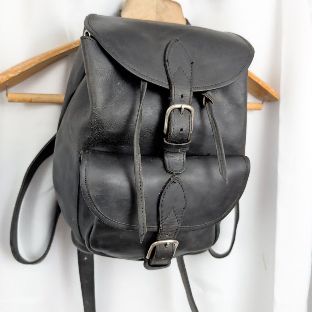 Vintage Vintage Heavy Leather Biker Saddlebag Style Backpack Size ONE SIZE - 1 Thumbnail