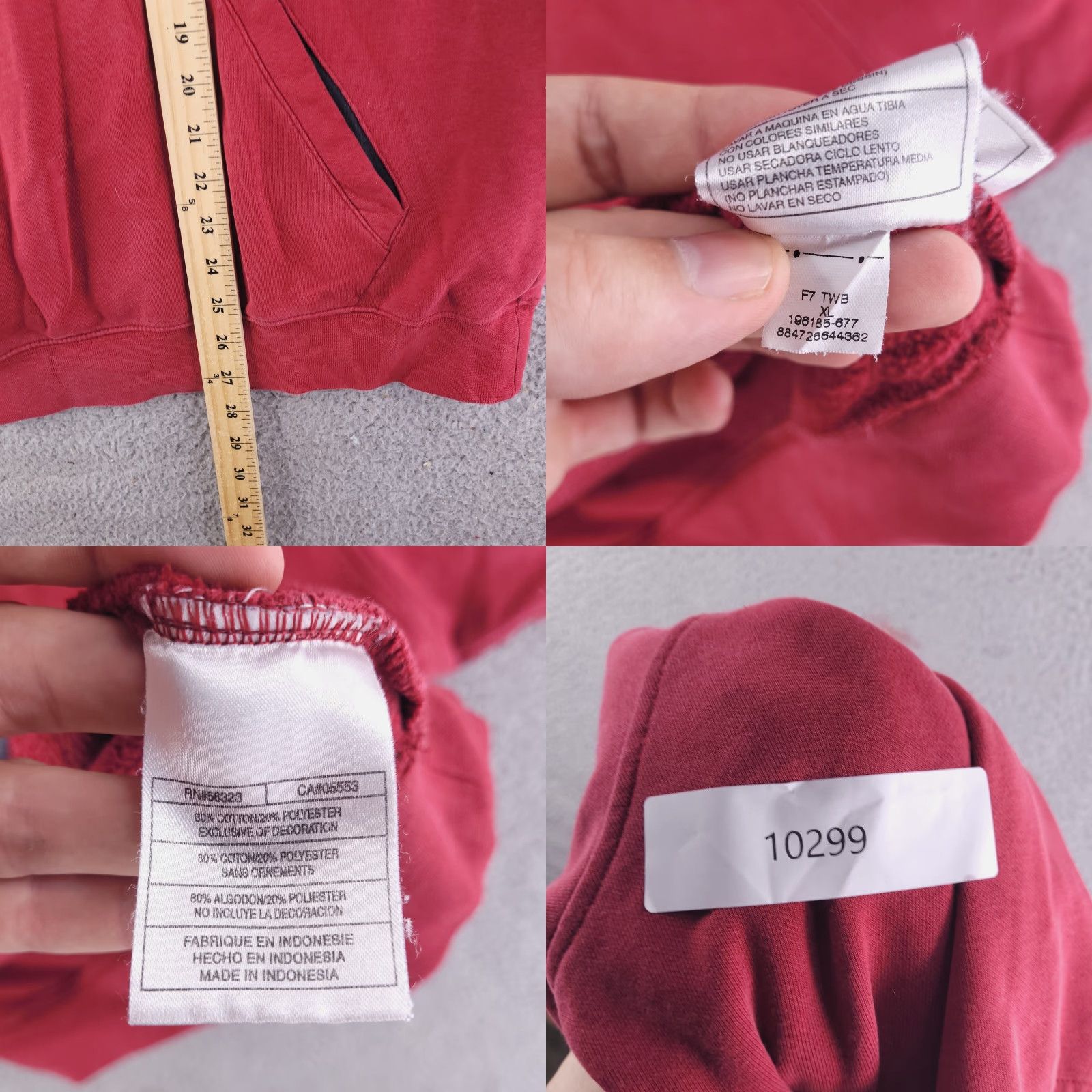 Nike Nike Hoodie Mens XL Red Pullover Sweatshirt, Solid, Long Sleeve, Faded/Lived-In, 90s? Size US XL / EU 56 / 4 - 8 Thumbnail
