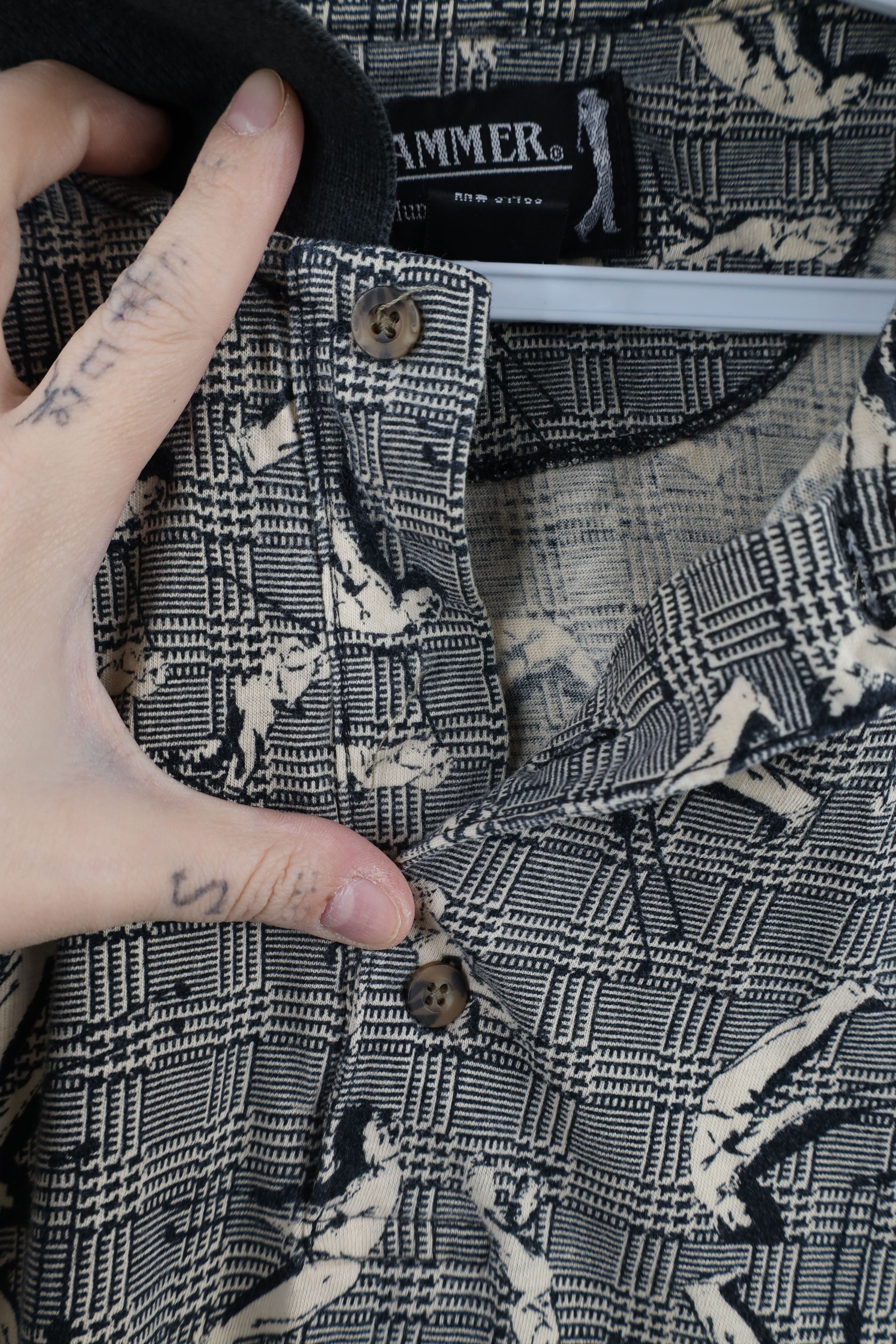 Vintage Vintage 90s Streetwear All Over Print Collared Polo Shirt Size US L / EU 52-54 / 3 - 4 Thumbnail