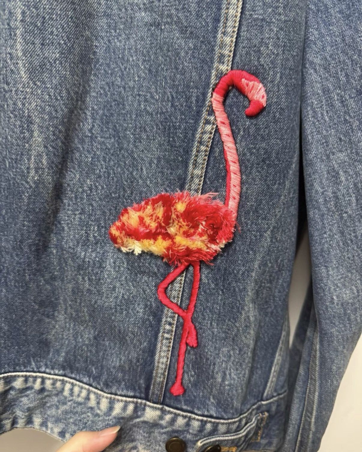 Saint Laurent Paris SLP 17FW Dark Blue Wave Washed Flamingo Denim Jacket Size US M / EU 48-50 / 2 - 4 Thumbnail