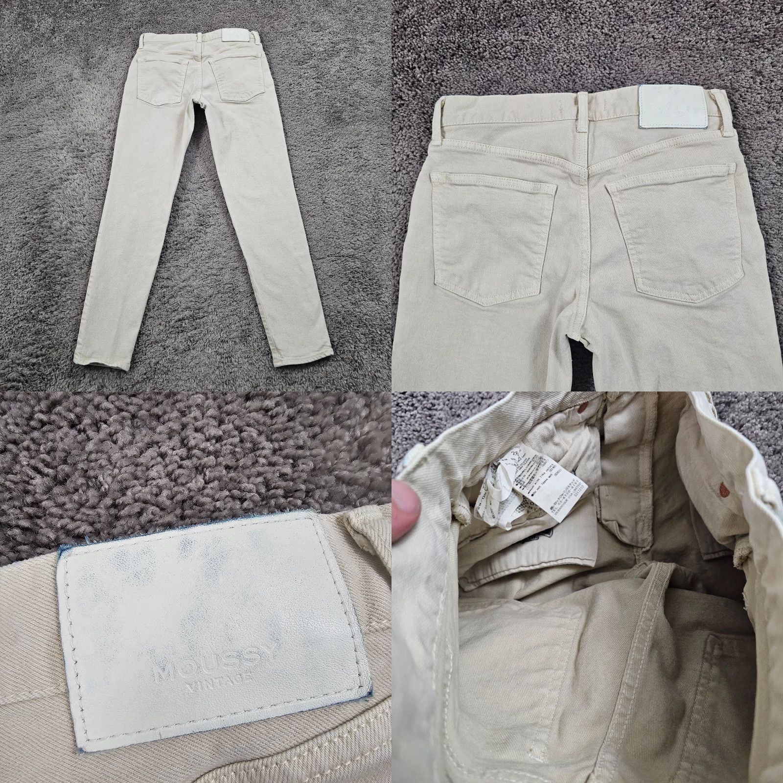 MOUSSY Vintage Moussy Women's Jeans Tapered Mid Rise Stretch 26 Beige Japan Denim 27x27 Size 26" / US 2 / IT 38 - 8 Thumbnail