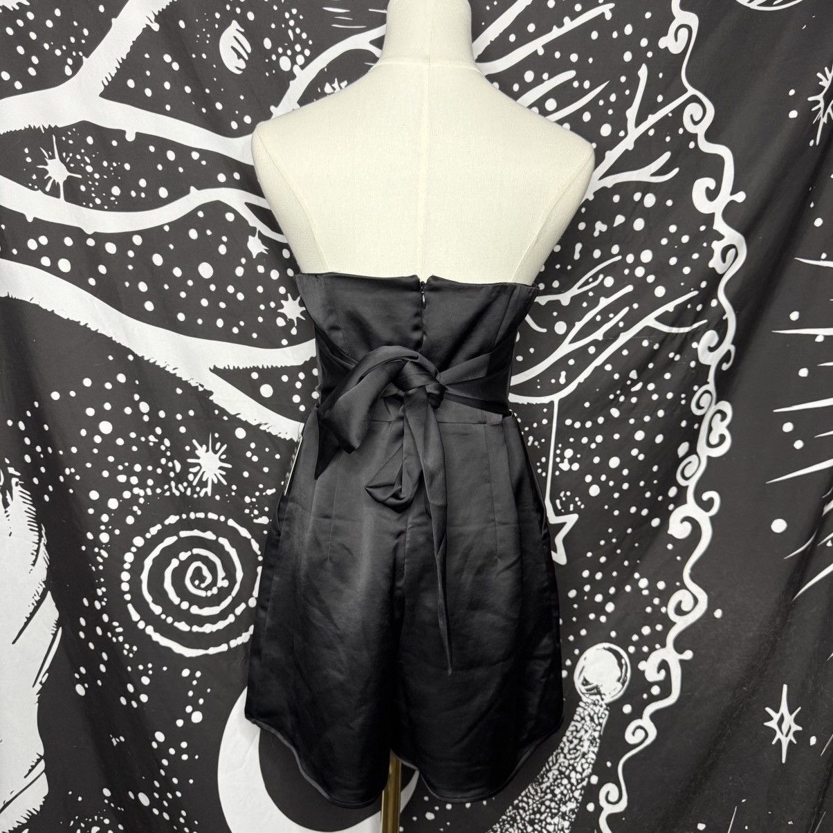 Express Express Strapless Black Satin Romper Dress Size M / US 6-8 / IT 42-44 - 3 Thumbnail