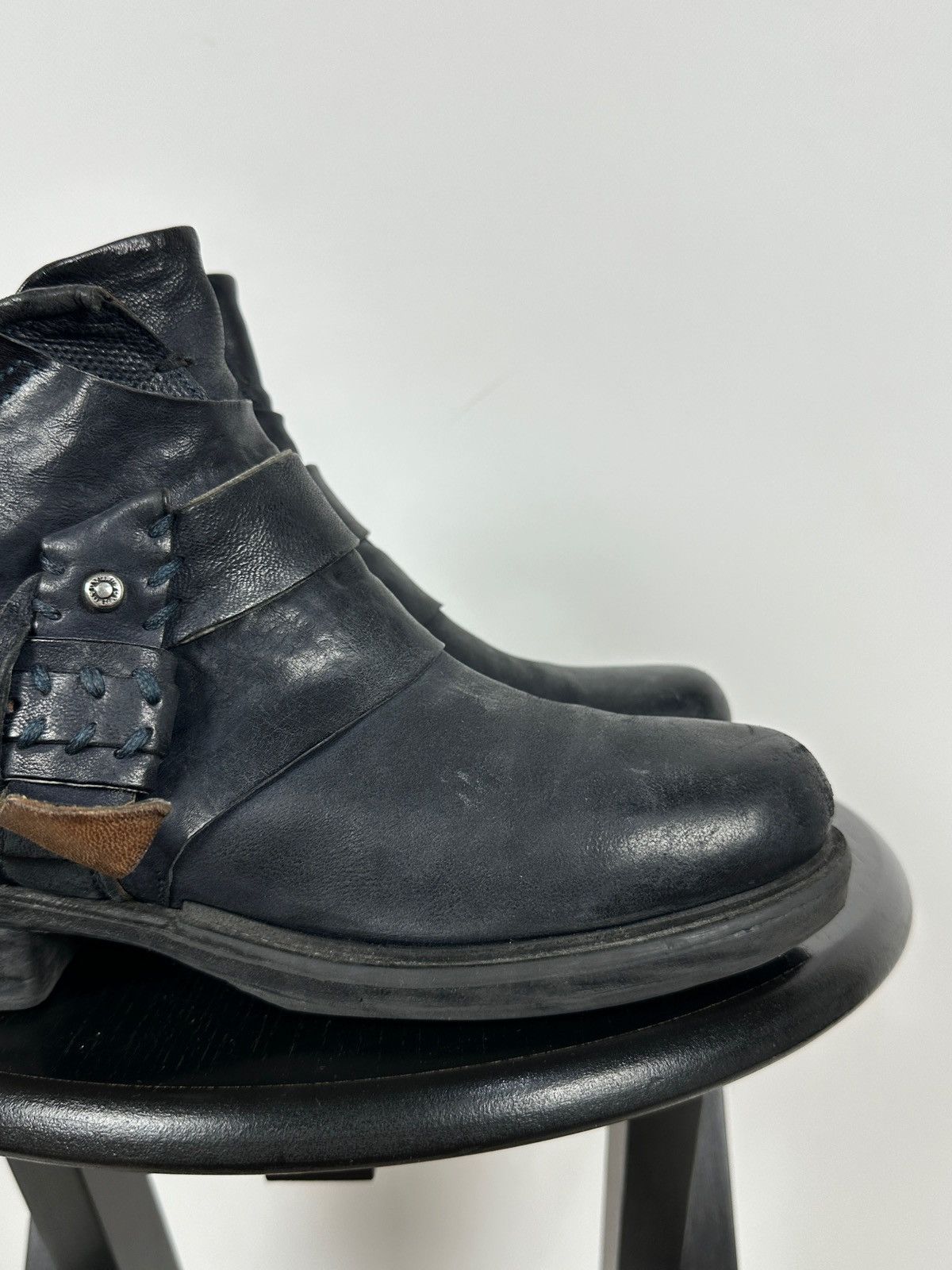 A.S.98 A.S.98. Airstep Navy Blue Leather Biker Ankle Boots Size US 8 / IT 38 - 15 Thumbnail