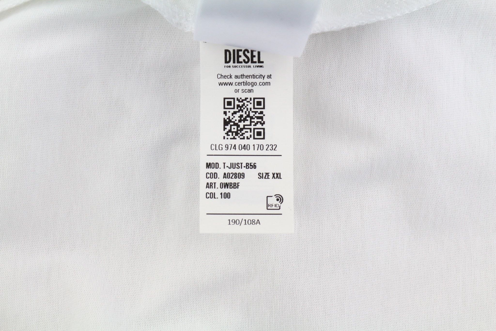 Diesel T-JUST-B56 2XL Short Sleeve Logo Tee 40268 Size US XXL / EU 58 / 5 - 8 Thumbnail