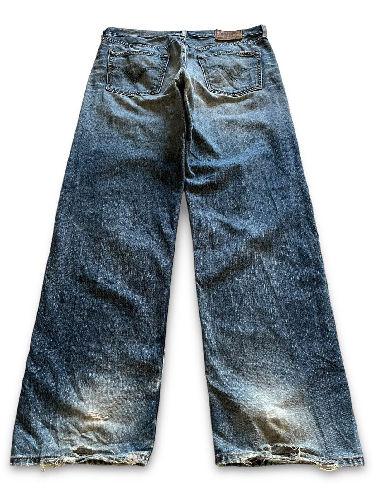 Levi's Vintage 90s Levis 703 Blue Wash Distressed Baggy Jeans 37x32 Size US 37 - 2 Thumbnail