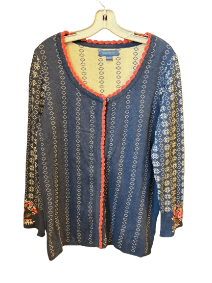 Other April Cornell Women Blue Cotton Floral Embroidered Cardigan Size S / US 4 / IT 40 - 2 Thumbnail