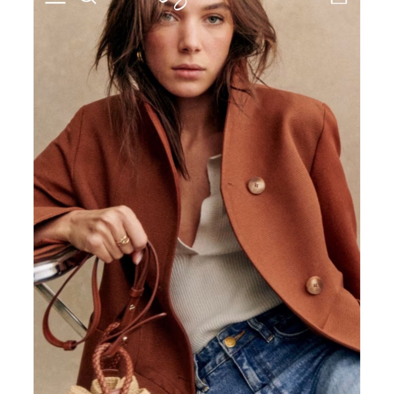 Sezane Sezane ALVIN JACKET Hazelnut size38 US 6 brown cotton blazer Size M / US 6-8 / IT 42-44 - 2 Thumbnail