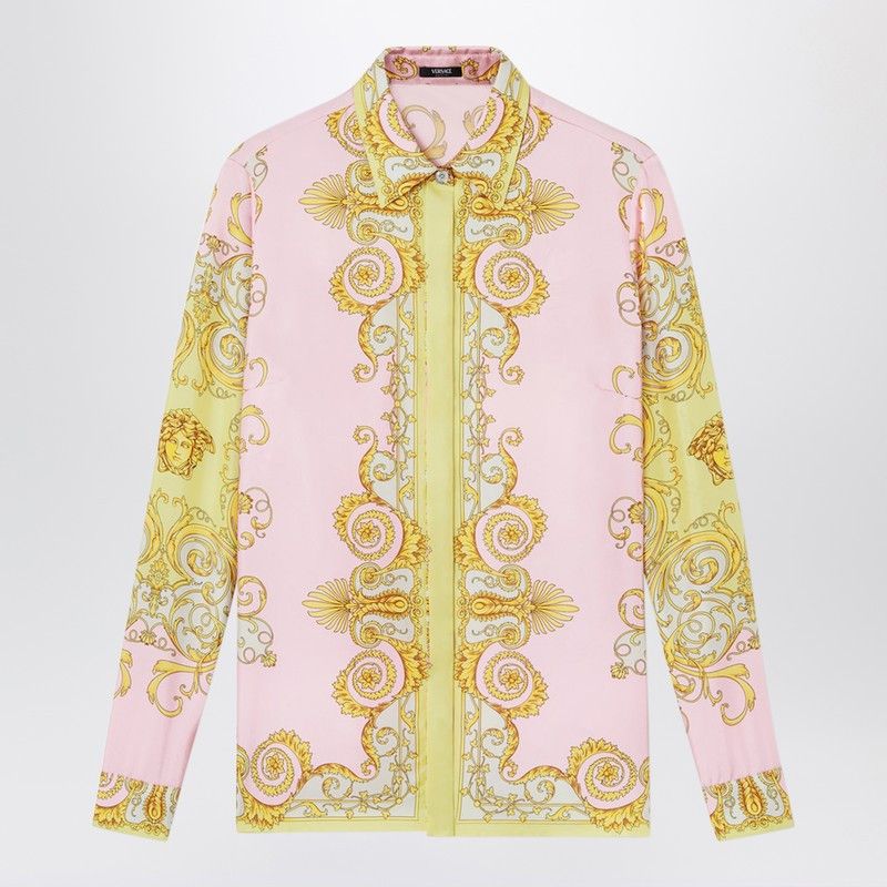 Versace Versace Printed Silk Twill Shirt In Yellow/Pink Size M / US 6-8 / IT 42-44 - 1 Thumbnail