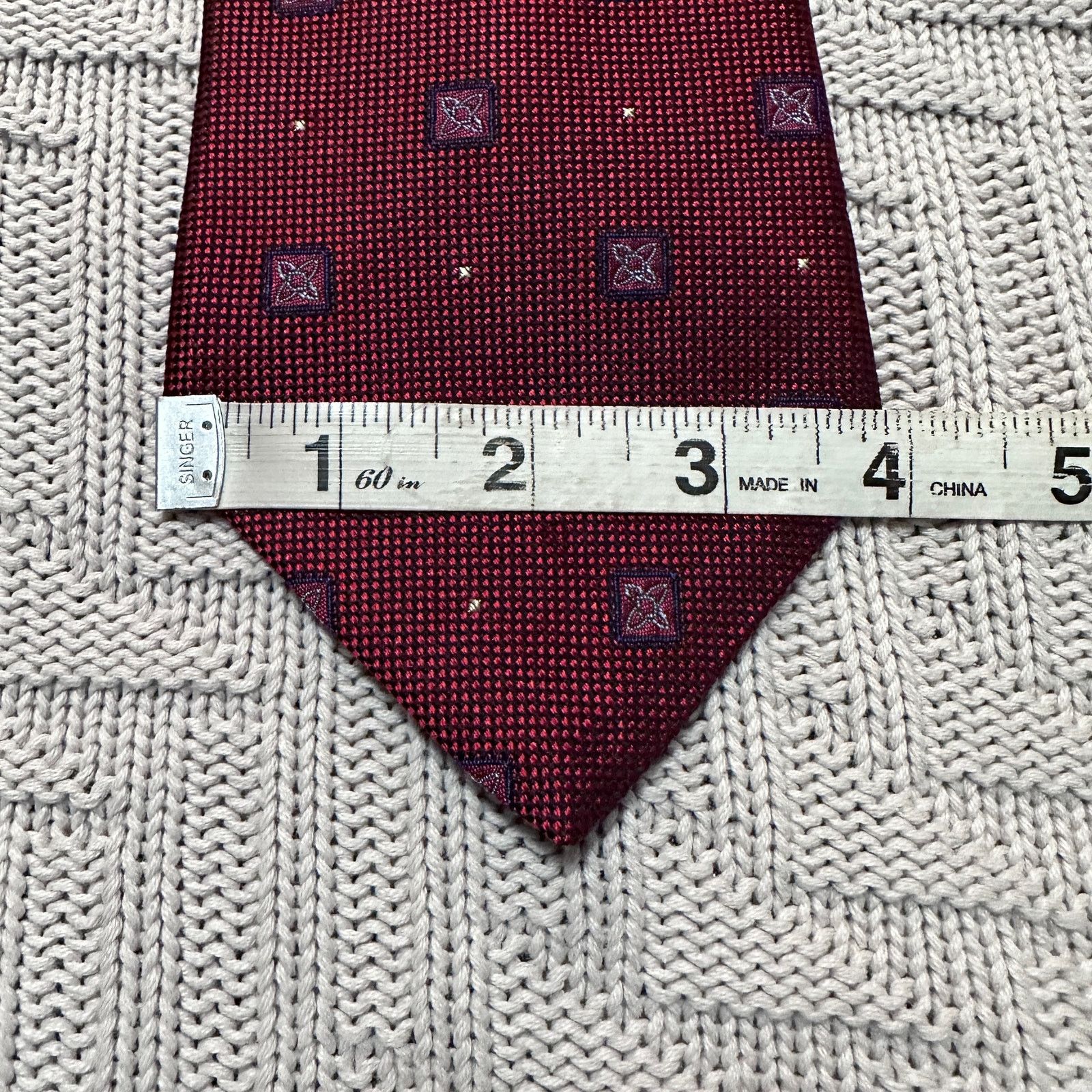Tommy Hilfiger Tommy Hilfiger maroon geometric floral silk tie Size ONE SIZE - 5 Thumbnail
