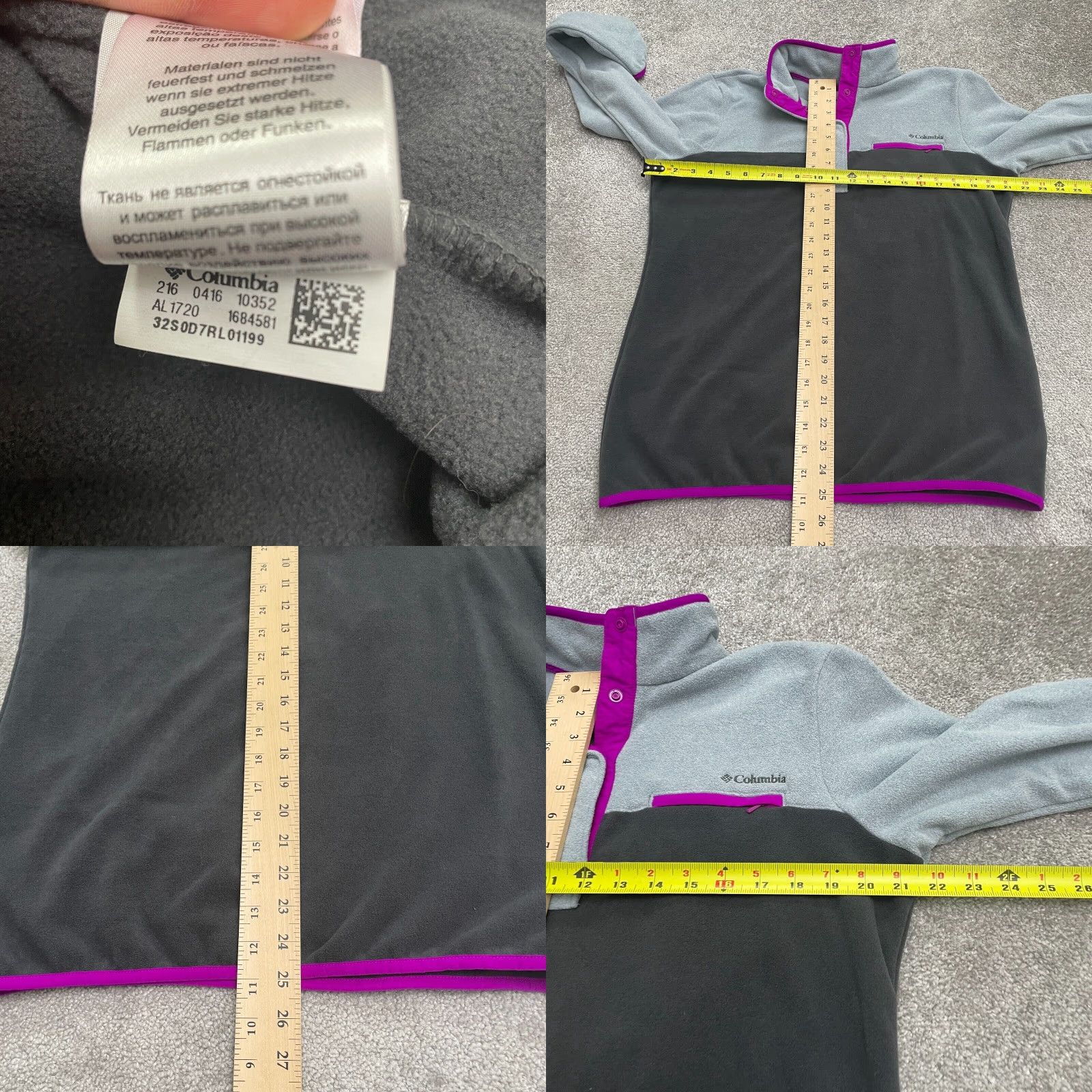 Vintage Columbia Fire Side Jacket Womens L Gray Purple 1/4 Snap Fleece Outdoor Casual Travel Autumn Winter Size L / US 10 / IT 46 - 8 Thumbnail