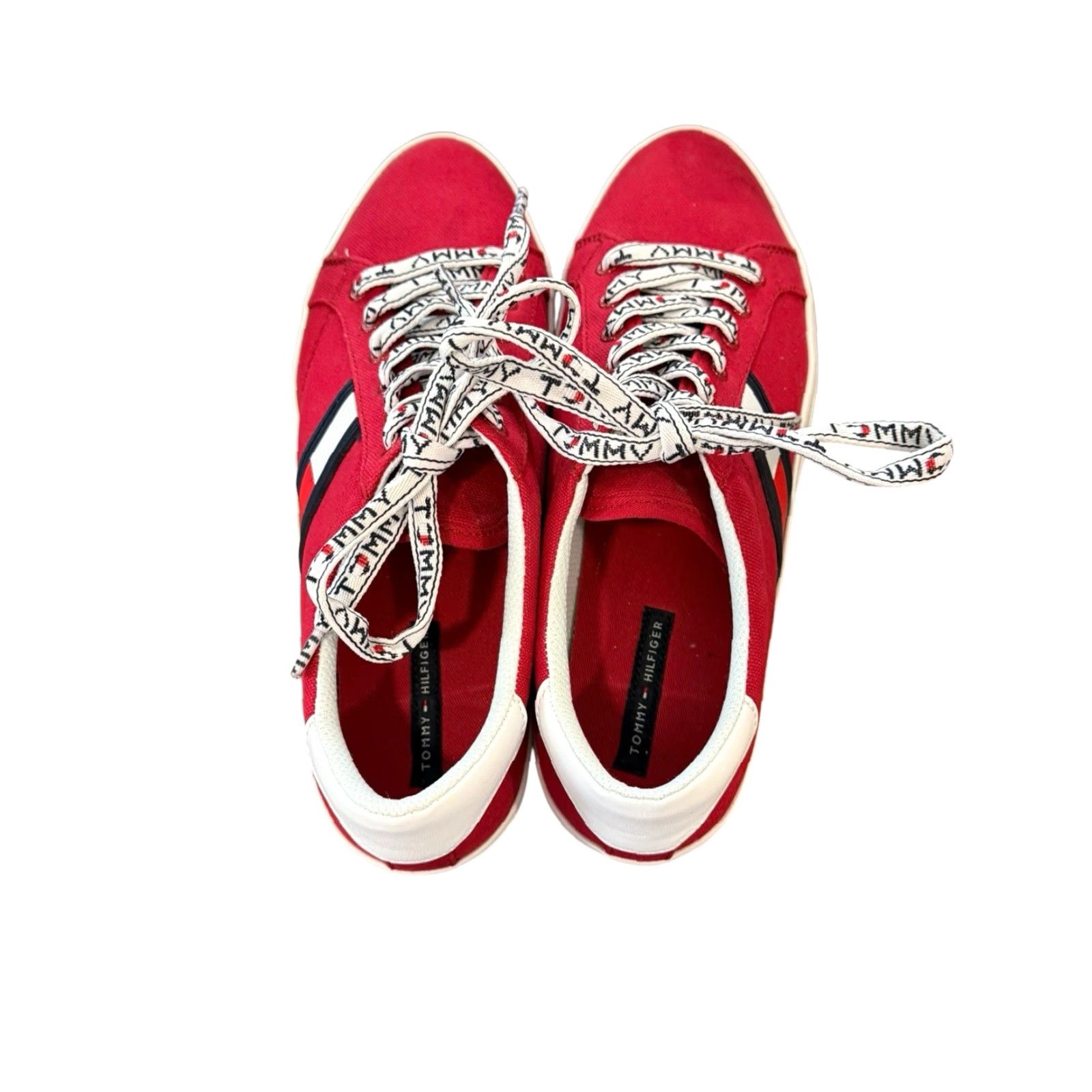 Tommy Hilfiger VINTAGE? Wait. The item isn’t vintage per rules. The title: "Tommy Hilfiger Fantim Canvas Logo Low Top Sneakers - Size 10 - Red - Women" Size L / US 10 / IT 46 - 5 Thumbnail