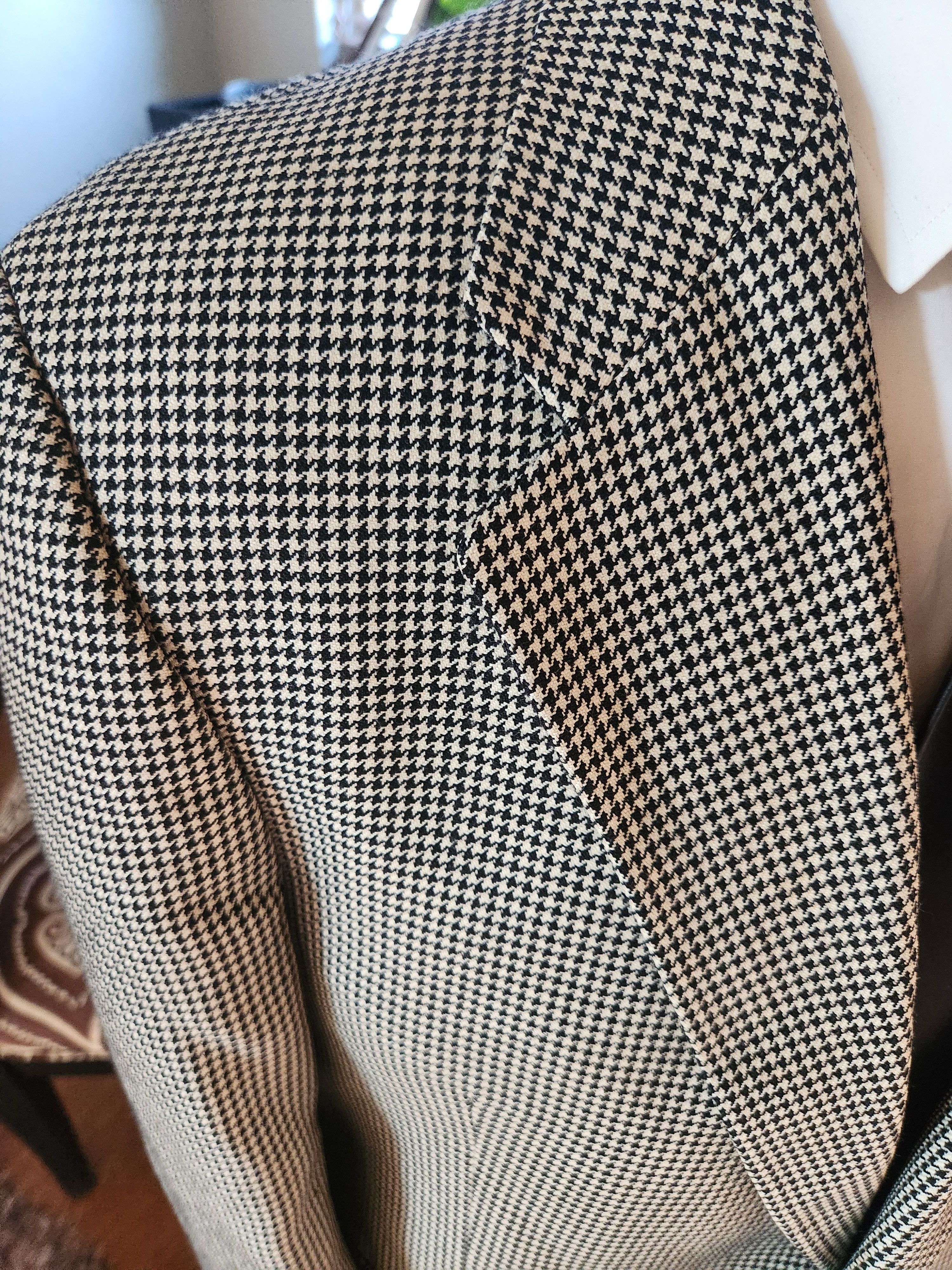 Chaps Ralph Lauren Vintage 100% Wool Men's Houndstooth Blazer Size 42R - 3 Thumbnail