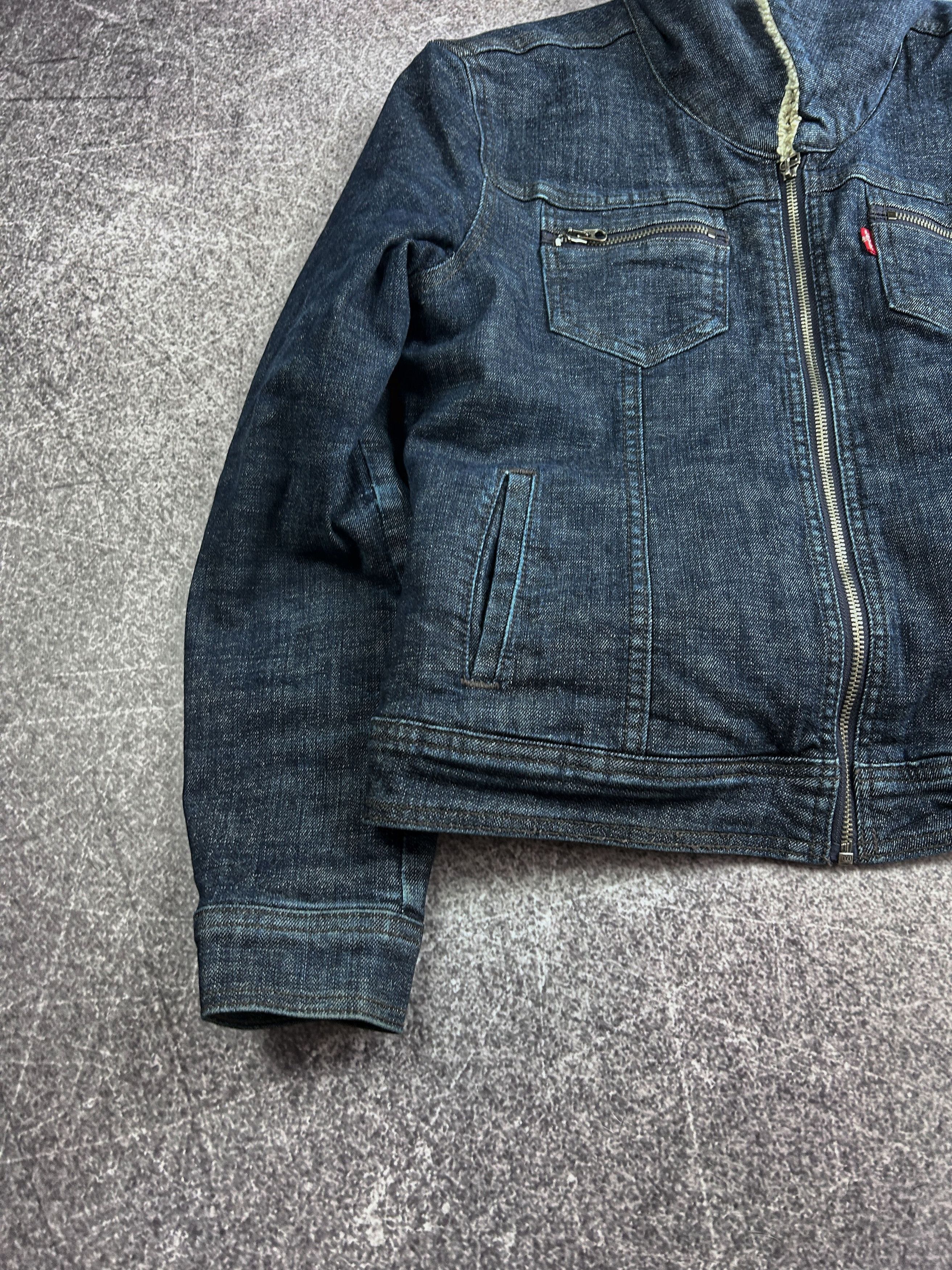Levi's Levis Cropped Denim Jacket Sherpa Collar Fitted Y2K Style Size US S / EU 44-46 / 1 - 3 Thumbnail