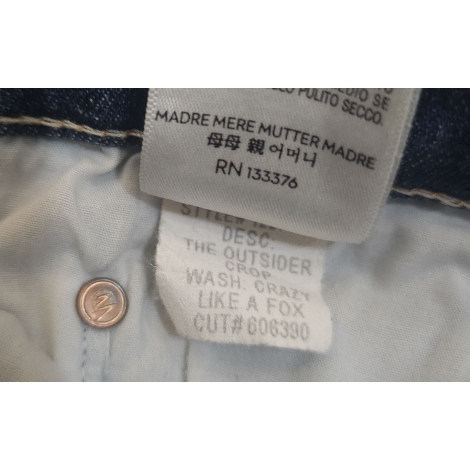 MOTHER Mother the Outsider Crop Jeans Crazy Like a Fox Wash Size 29 Size 29" - 9 Thumbnail