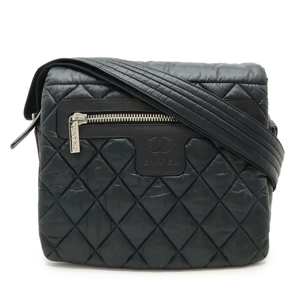 Chanel Chanel Coco Cocoon Matelasse Nylon Shoulder Bag Leather Crossbody Bag A48616 in Black, Women's