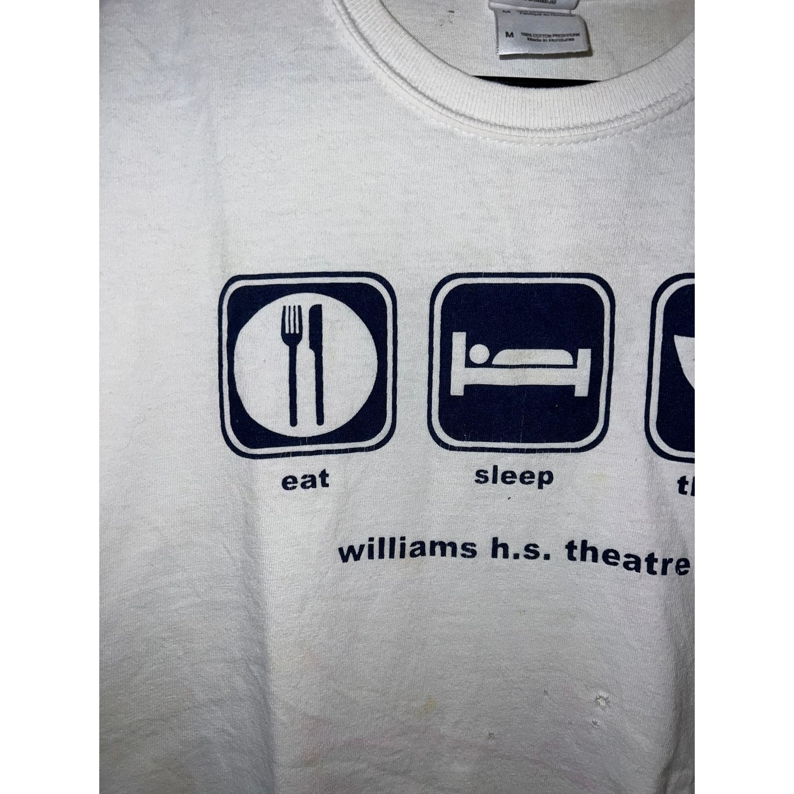 Gildan Vintage Theater Shirt Eat Sleep White Stained Medium Size US M / EU 48-50 / 2 - 2 Thumbnail