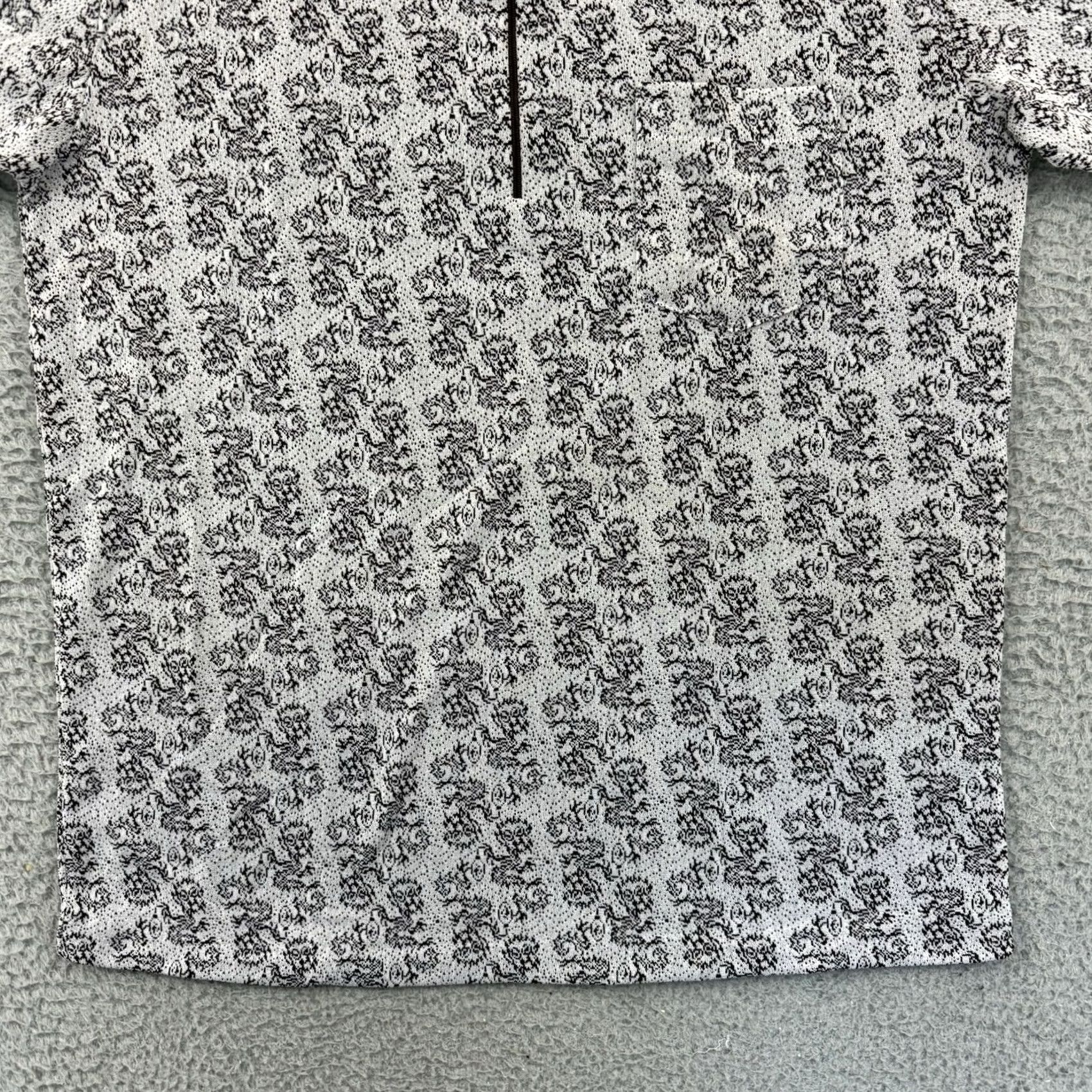 DANCER VINTAGE Cellini Knitwear Mens M Dagger Collar 1/4 Zip Nylon 70s Dance Disco Shirt Size 40R - 2 Thumbnail
