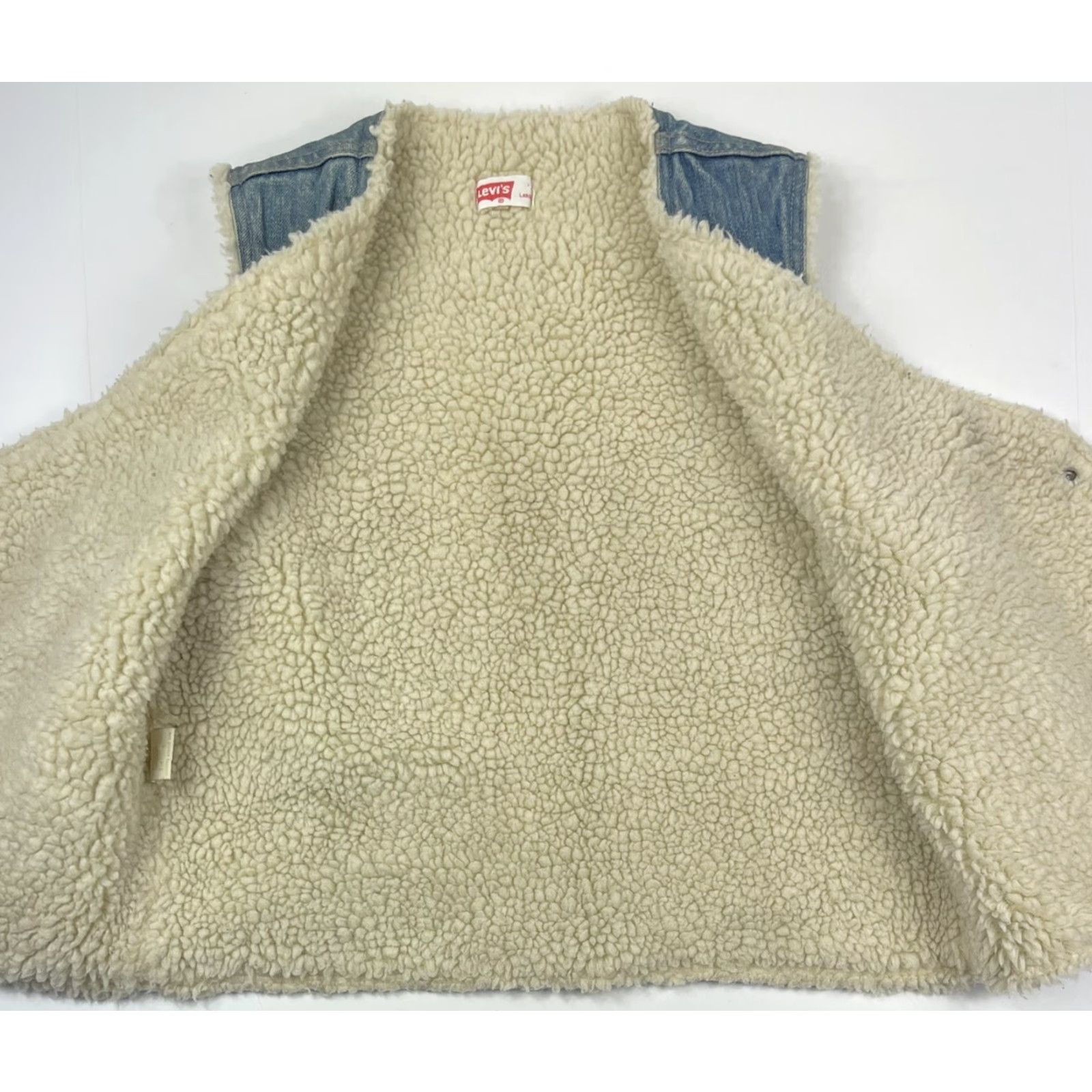 Levi's VINTAGE Levi's Orange Tab Vest Western Denim Snap Sherpa Lined USA Made Jacket L Blue Size US L / EU 52-54 / 3 - 6 Thumbnail