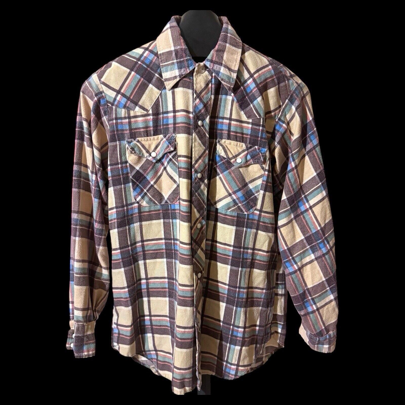 Designer Vtg Buffalo Bill Western Pearl Snap Brown Flannel Shirt M Size US M / EU 48-50 / 2 - 1 Thumbnail