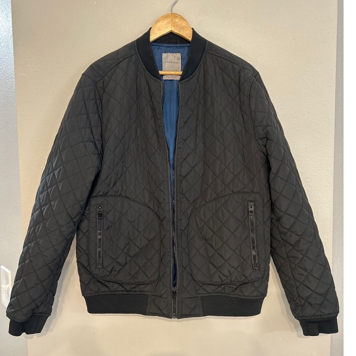 Zara Zara Man Quilted Diamond Shape Lightweight Bomber Jacket Size US XL / EU 56 / 4 - 3 Thumbnail