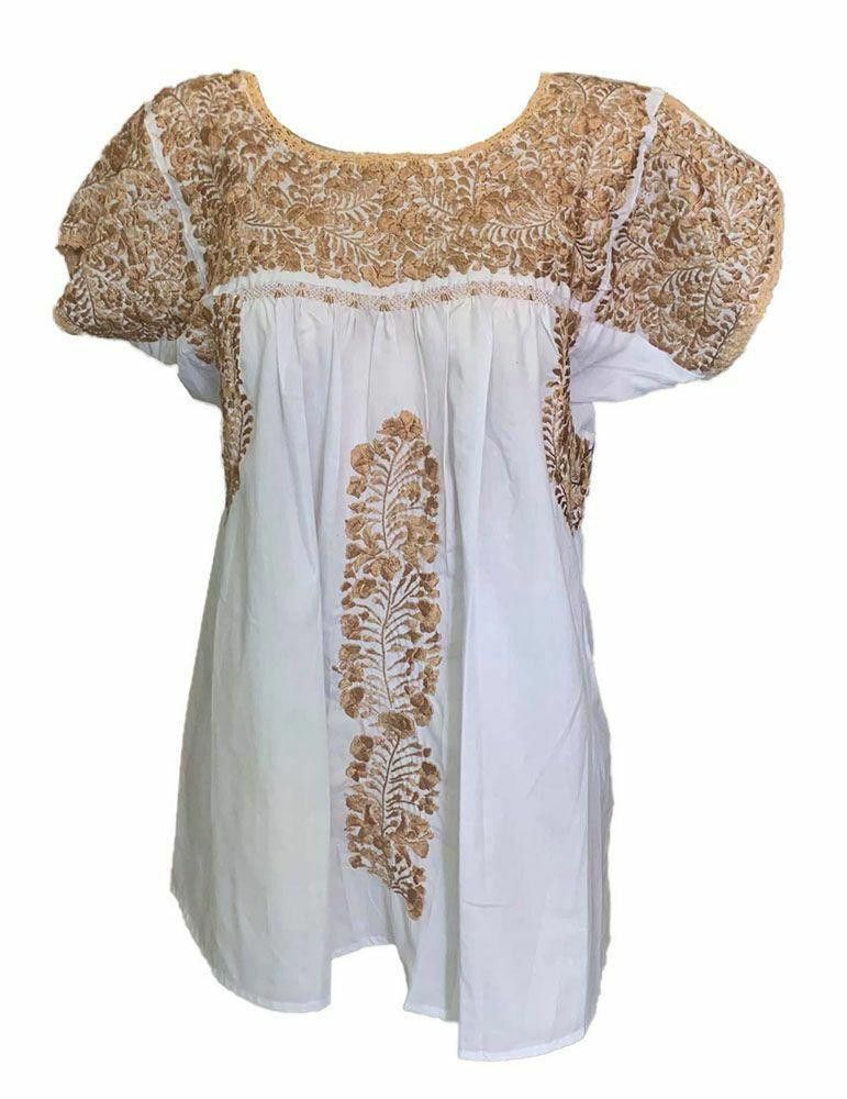 Designer New White With Gold Hand Made Dress M Size M / US 6-8 / IT 42-44 - 1 Thumbnail