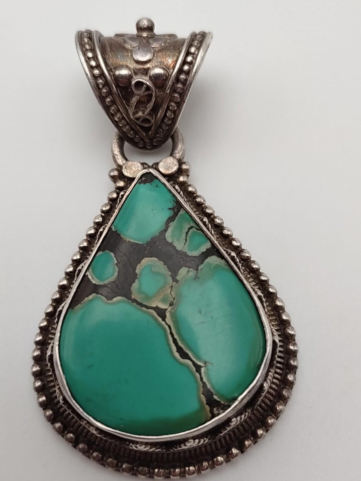Other Large Southwestern Turquoise Silver Pendant Artisan 42.11g Size ONE SIZE - 1 Thumbnail