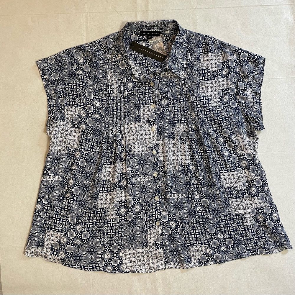 Other NWT New Jane And Delancey Blue Floral Short Sleeve Blouse 1 Size XL / US 12-14 / IT 48-50 - 5 Thumbnail