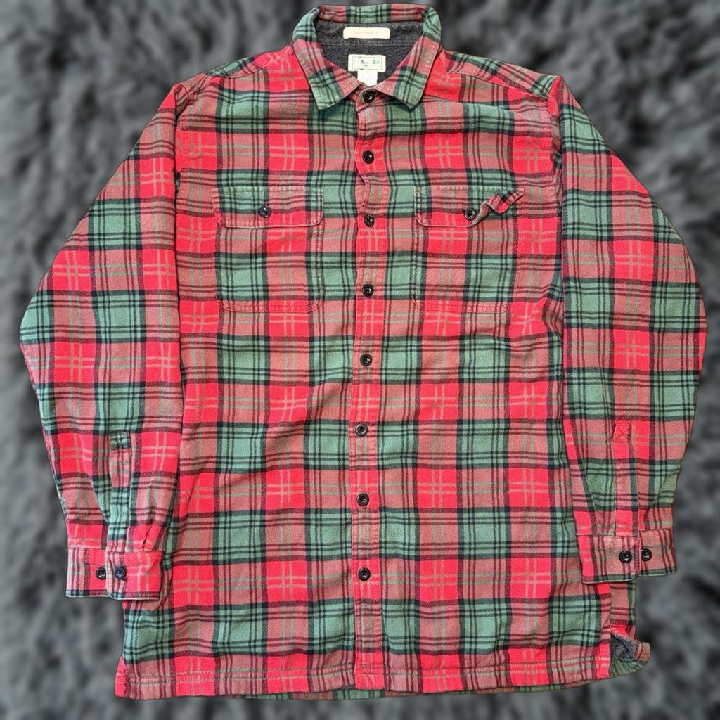 Vintage VTG L.L.Bean Lined Flannel Jacket Mens Large Tall Plaid Fleece Lined Red Green Size US L / EU 52-54 / 3 - 1 Thumbnail
