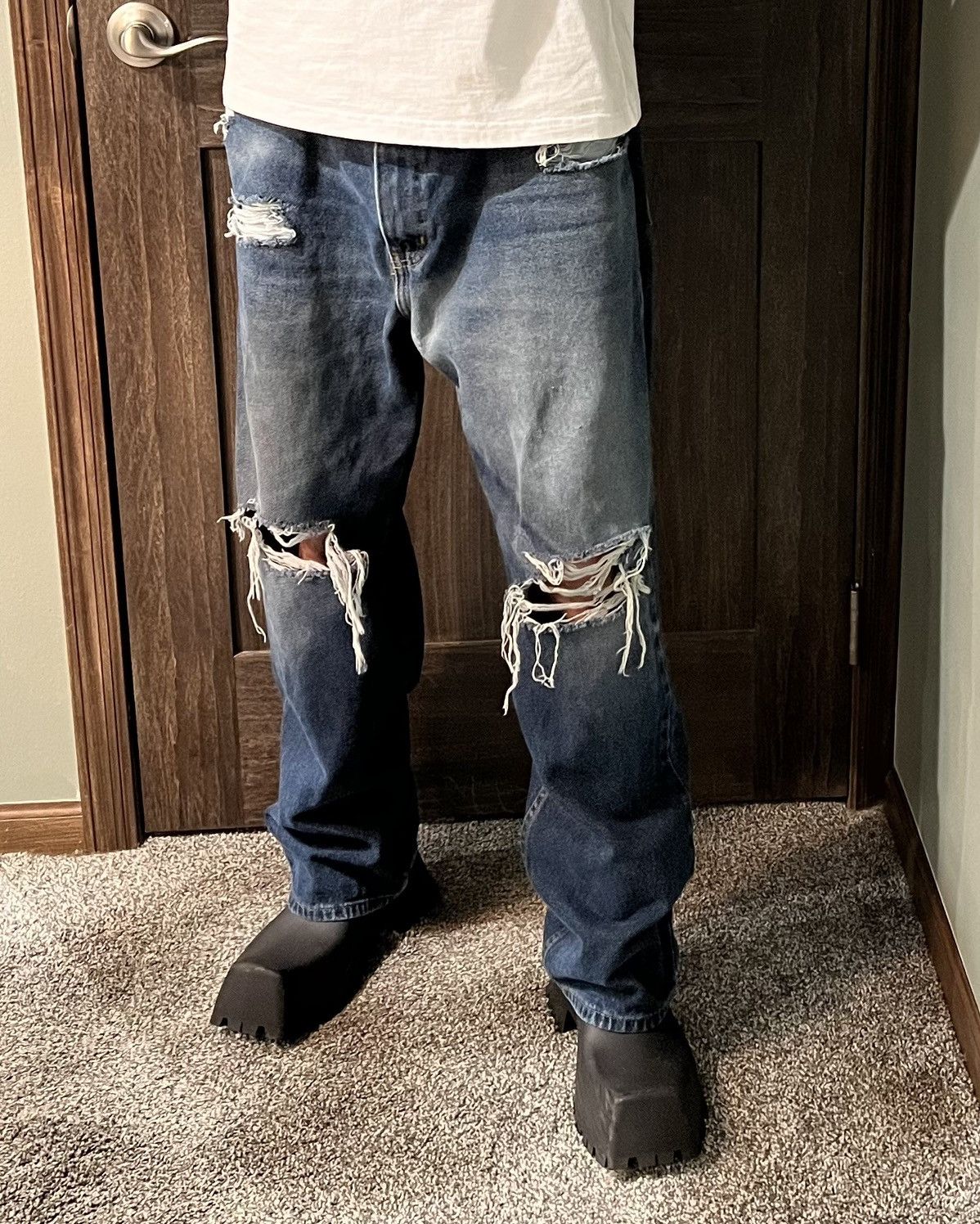 Japanese Brand × Vintage Baggy Distressed Denim 38x30 Size US 38 / EU 54 - 2 Thumbnail