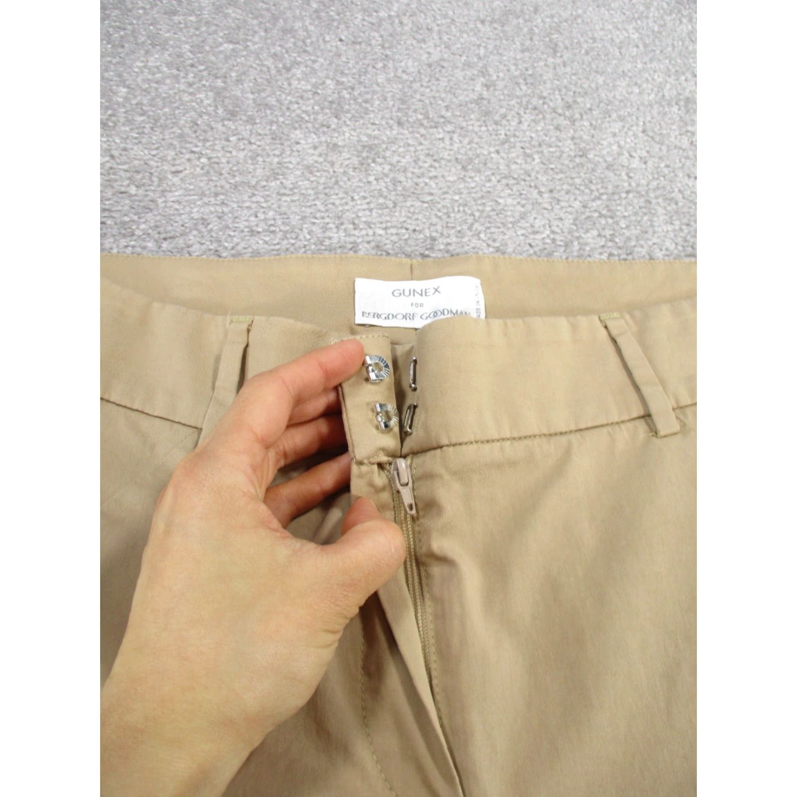 Bergdorf Goodman Gunex Pants Womens 10 Beige Lightweight Cotton Spandex Tapered Dress Pants Adult Regular Size 10 Beige Womens Size 32" / US 10 / IT 46 - 3 Thumbnail