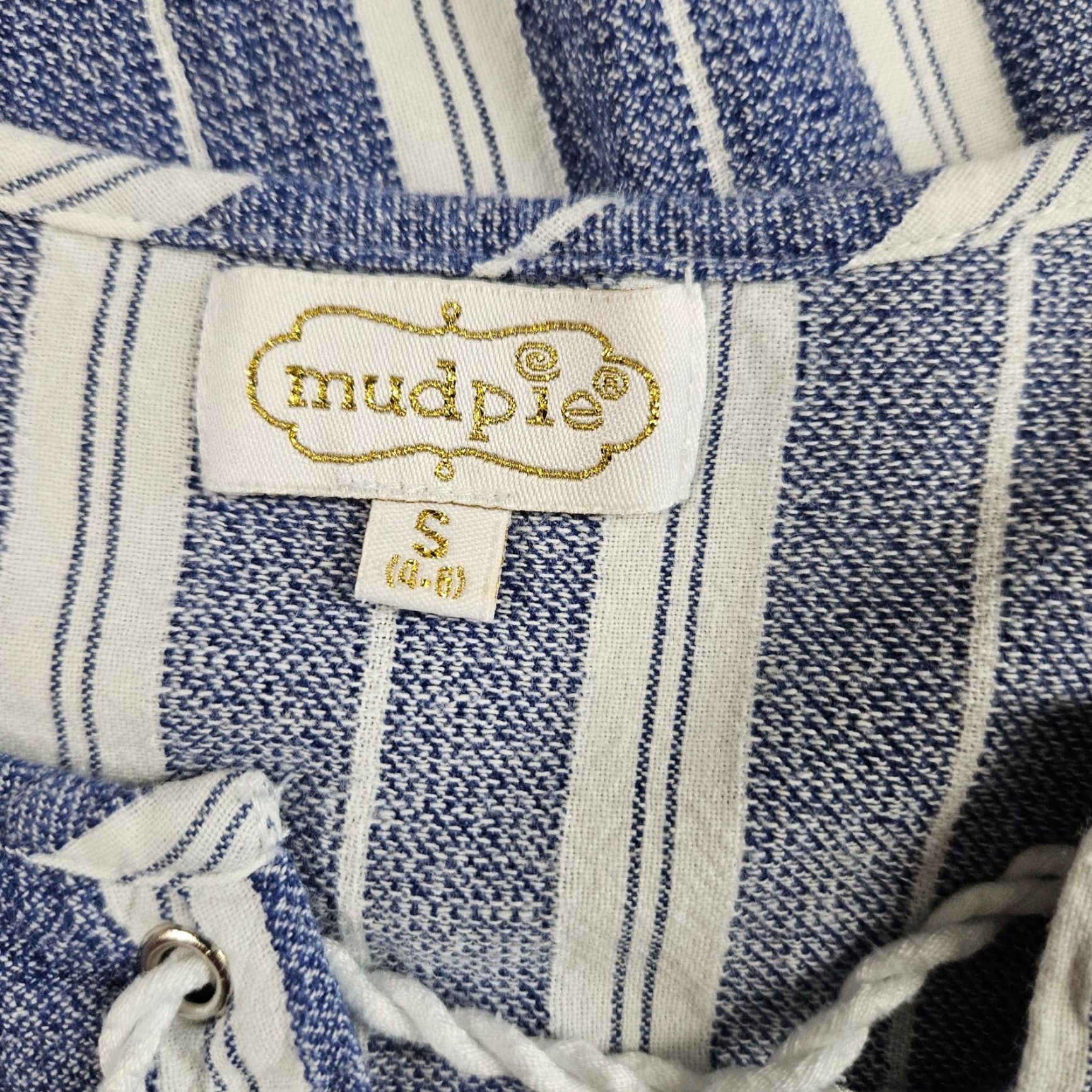 Vintage Mudpie Womens Dress Sz Small Blue White Stripe Short Sleeve Cotton Pockets Dress Size 28" / US 6 / IT 42 - 6 Thumbnail