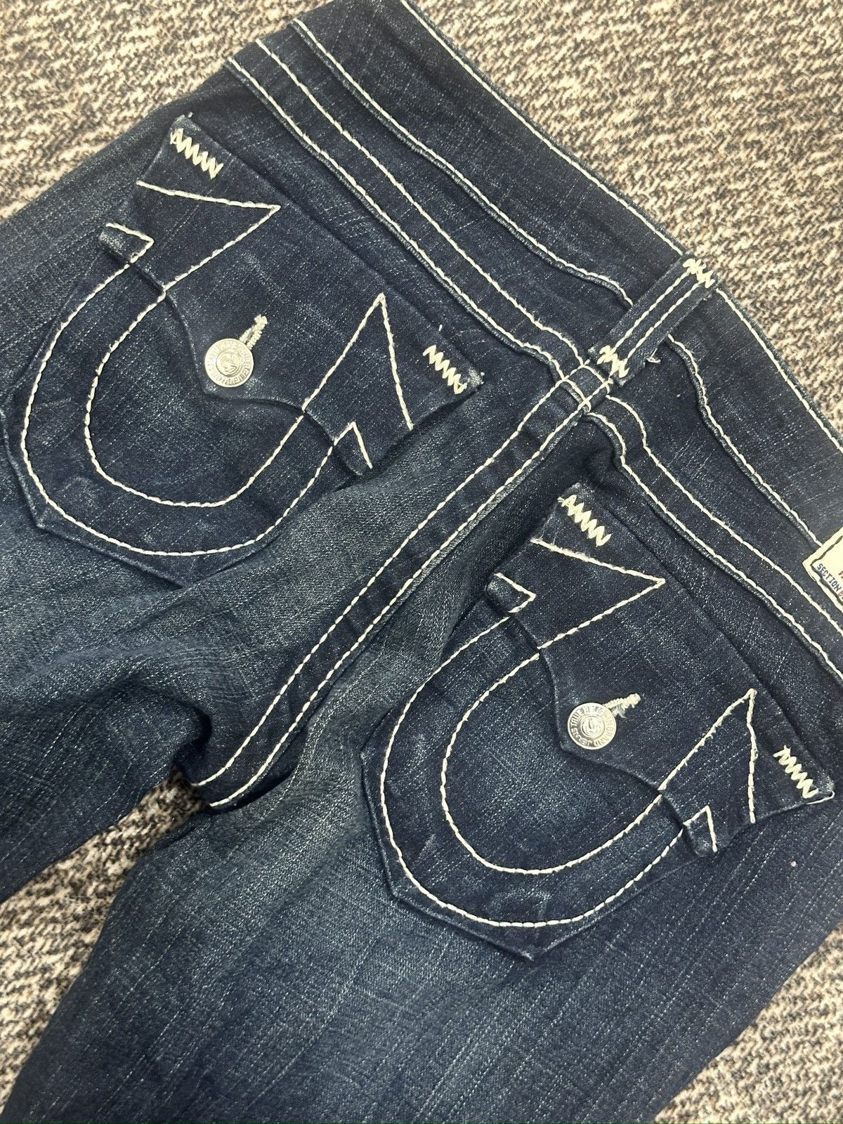 True Religion × Vintage Bootcut True Religion White Stich On Black Size US 33 - 9 Thumbnail