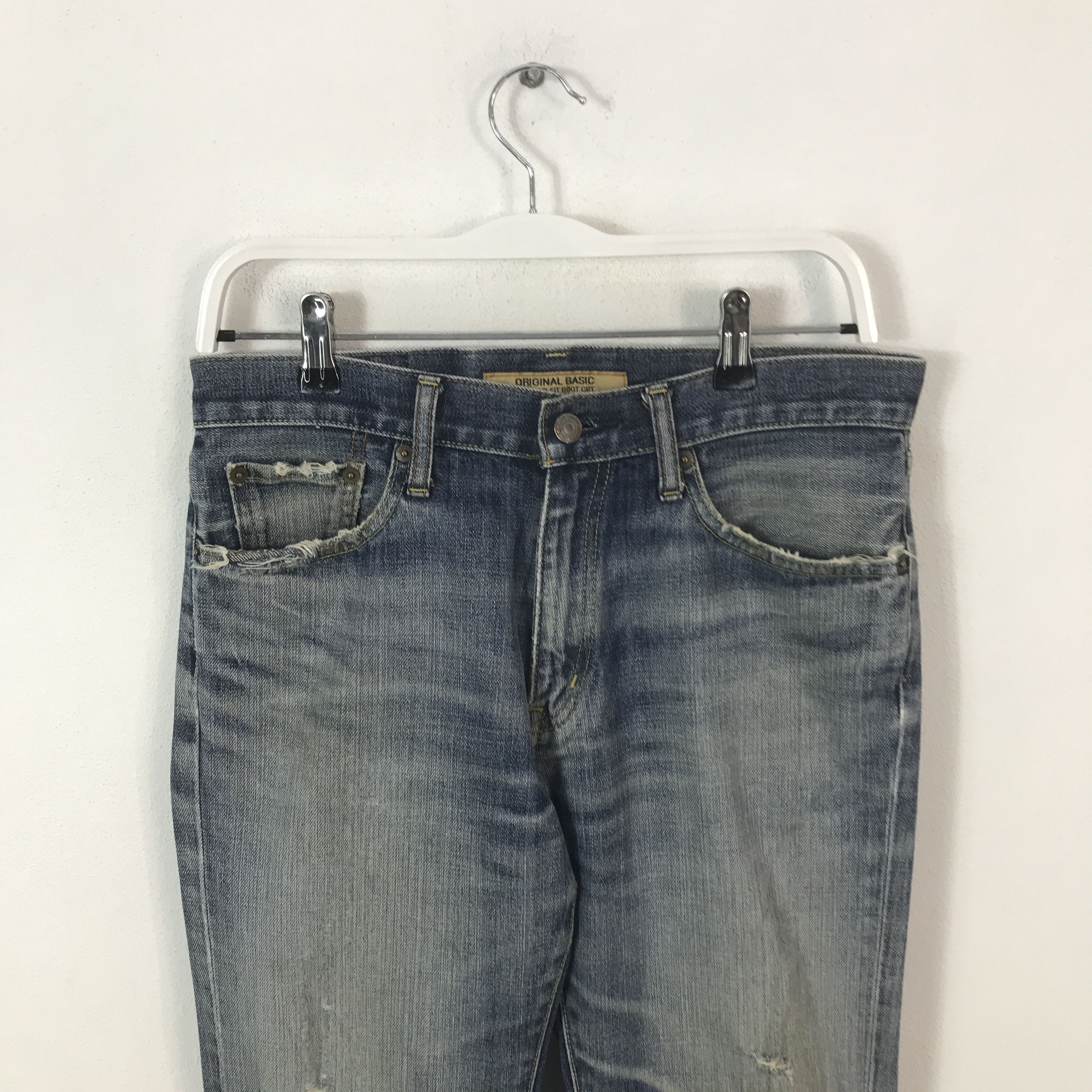 Japanese Brand Flare uniqlo Jp bootcut distressed denim K54B17 Size US 31 - 2 Thumbnail