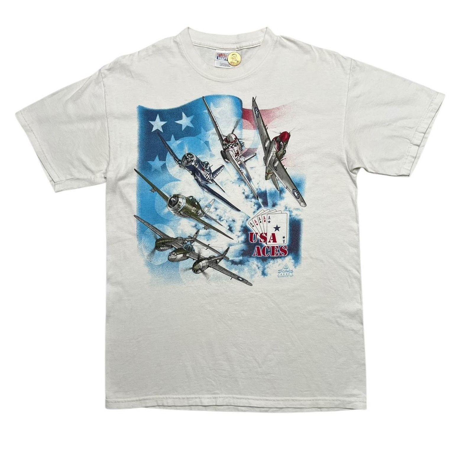 Hanes Vintage Sophos 90s Men Sz M USA Aces Airplane Tee Shirt M Size US M / EU 48-50 / 2 - 1 Thumbnail