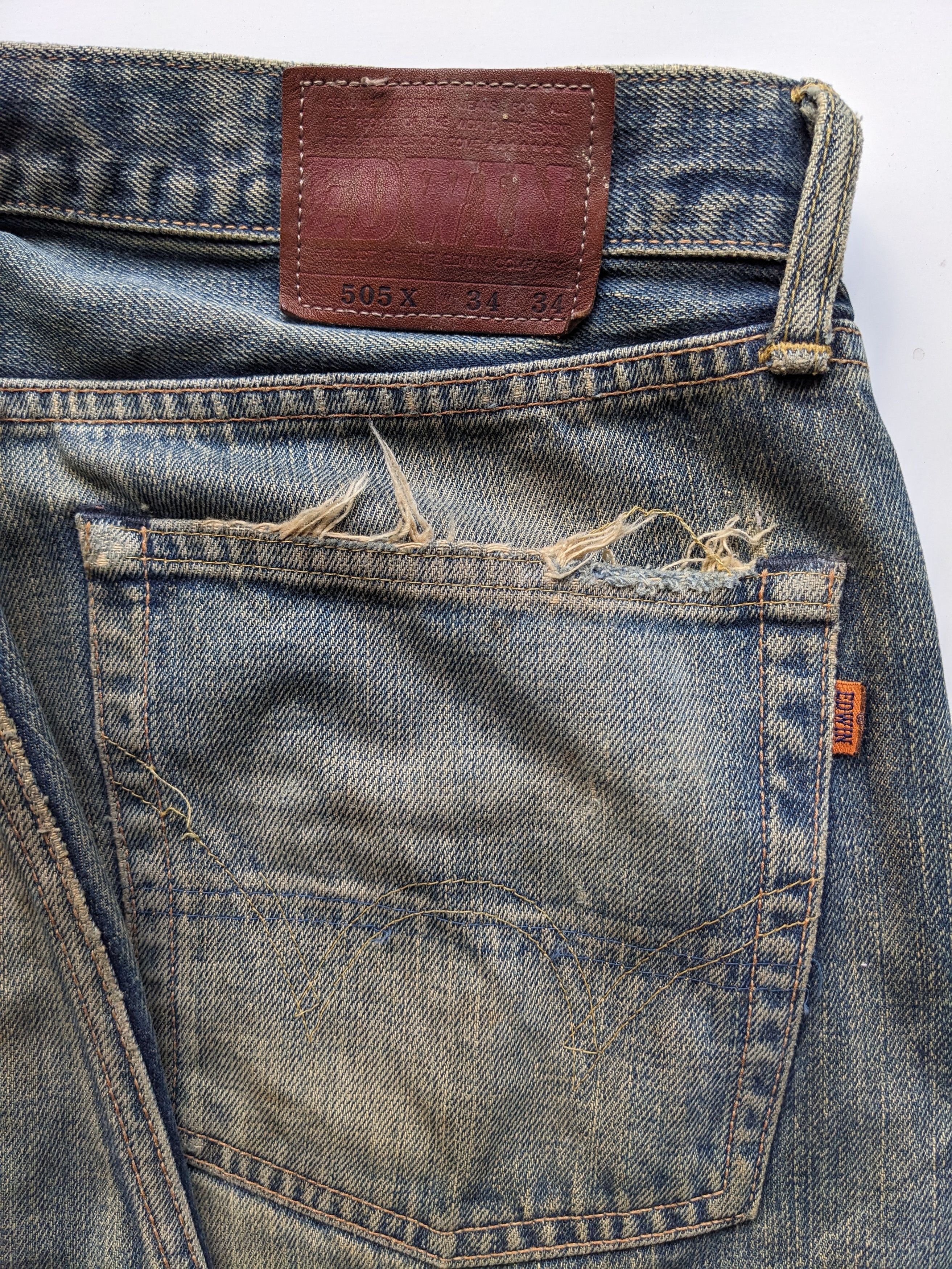Edwin Vintage EDWIN 505X selvedge mudwash rusty distressed jeans Size US 35 - 5 Thumbnail