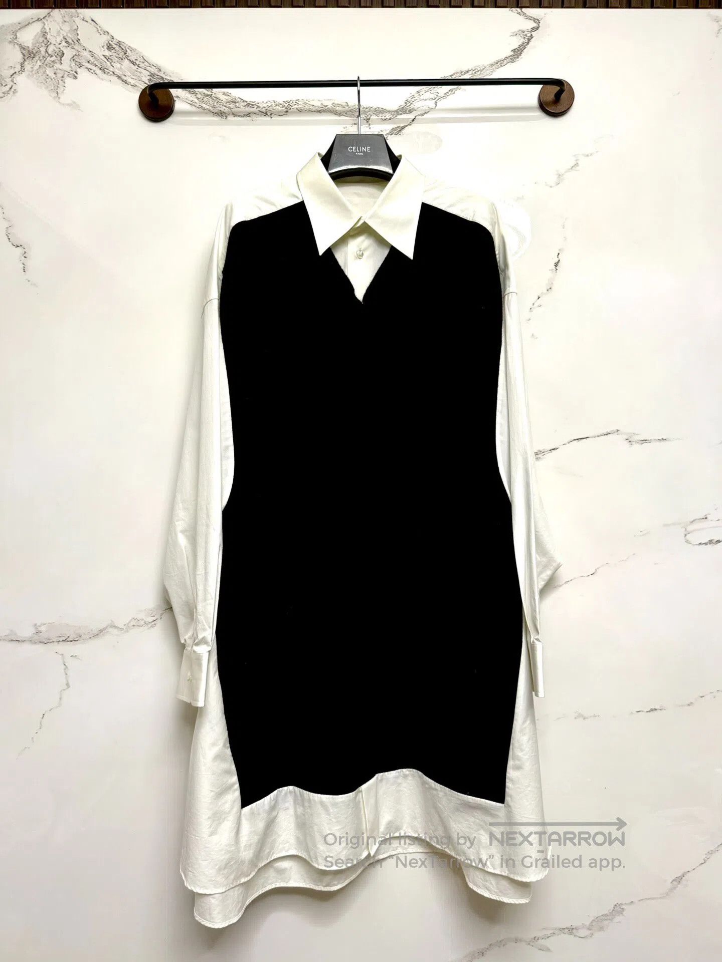Maison Margiela Maison Margiela Black and White Faux Two-Piece Shirt Sweat Size US S / EU 44-46 / 1 - 1 Thumbnail