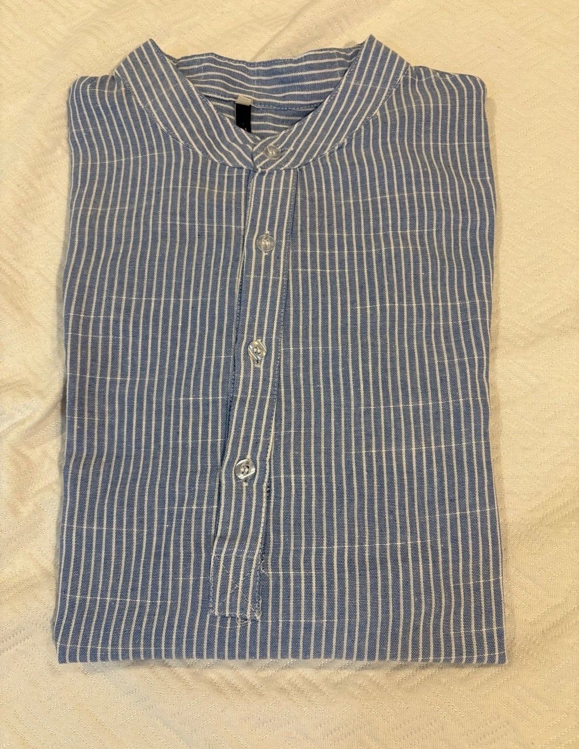 Zara Lightweight cotton men’s shirt by Zara, blue & white stripes Size US M / EU 48-50 / 2 - 1 Thumbnail