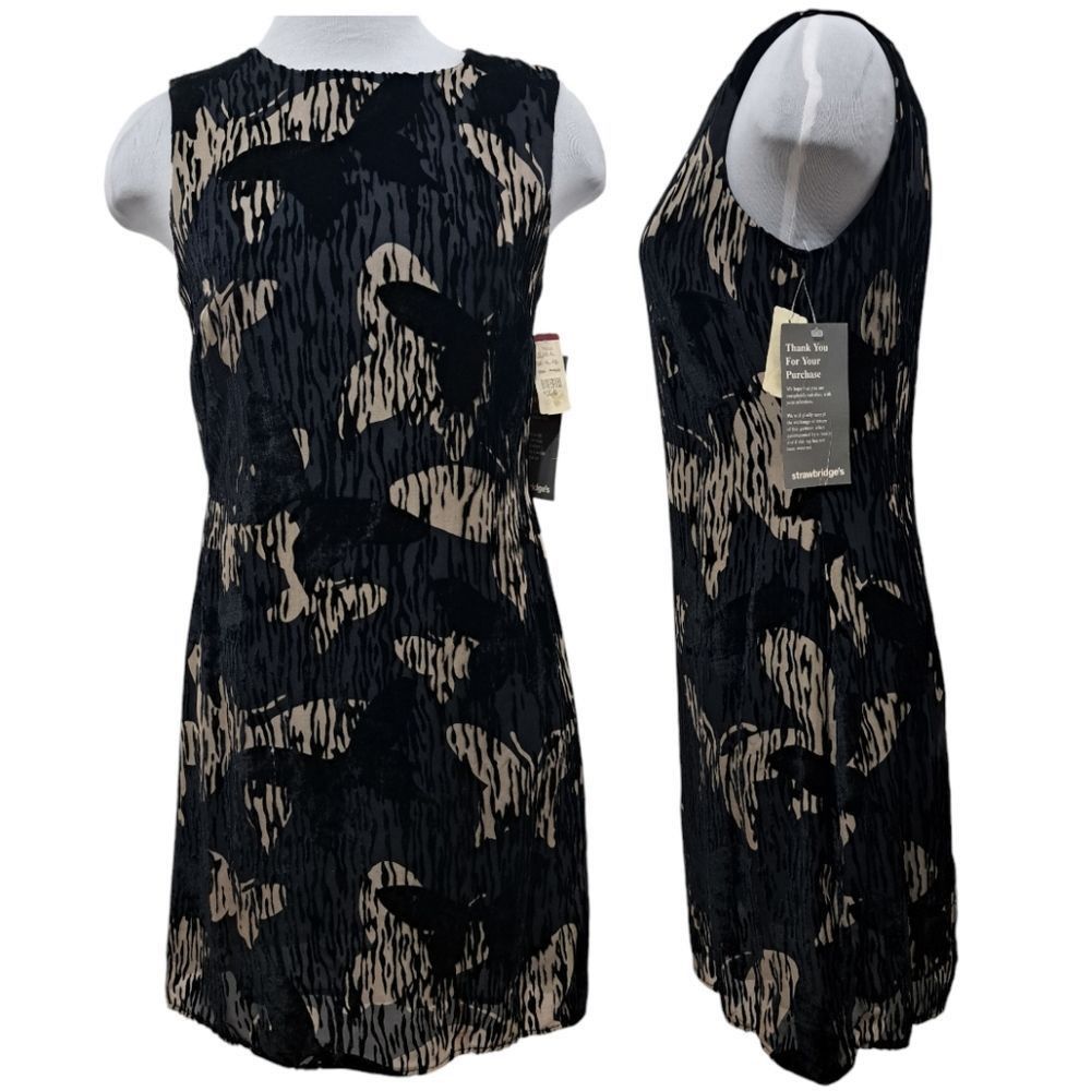 Other Vintage Tessuto Velvet Butterfly Print Silk Blend A Line Dre Size M / US 6-8 / IT 42-44 - 2 Thumbnail