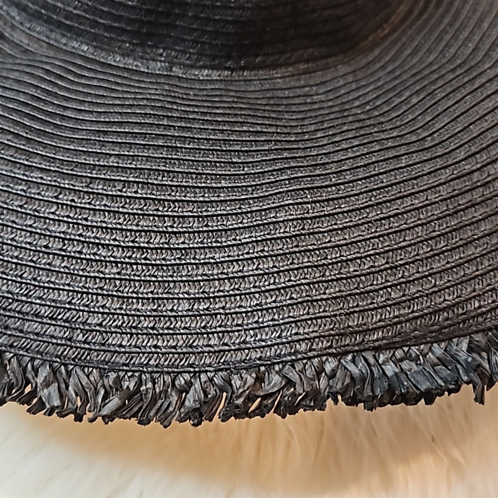 Other David and Young Black Packable Straw Sun Hat with Fringe Size ONE SIZE - 2 Thumbnail