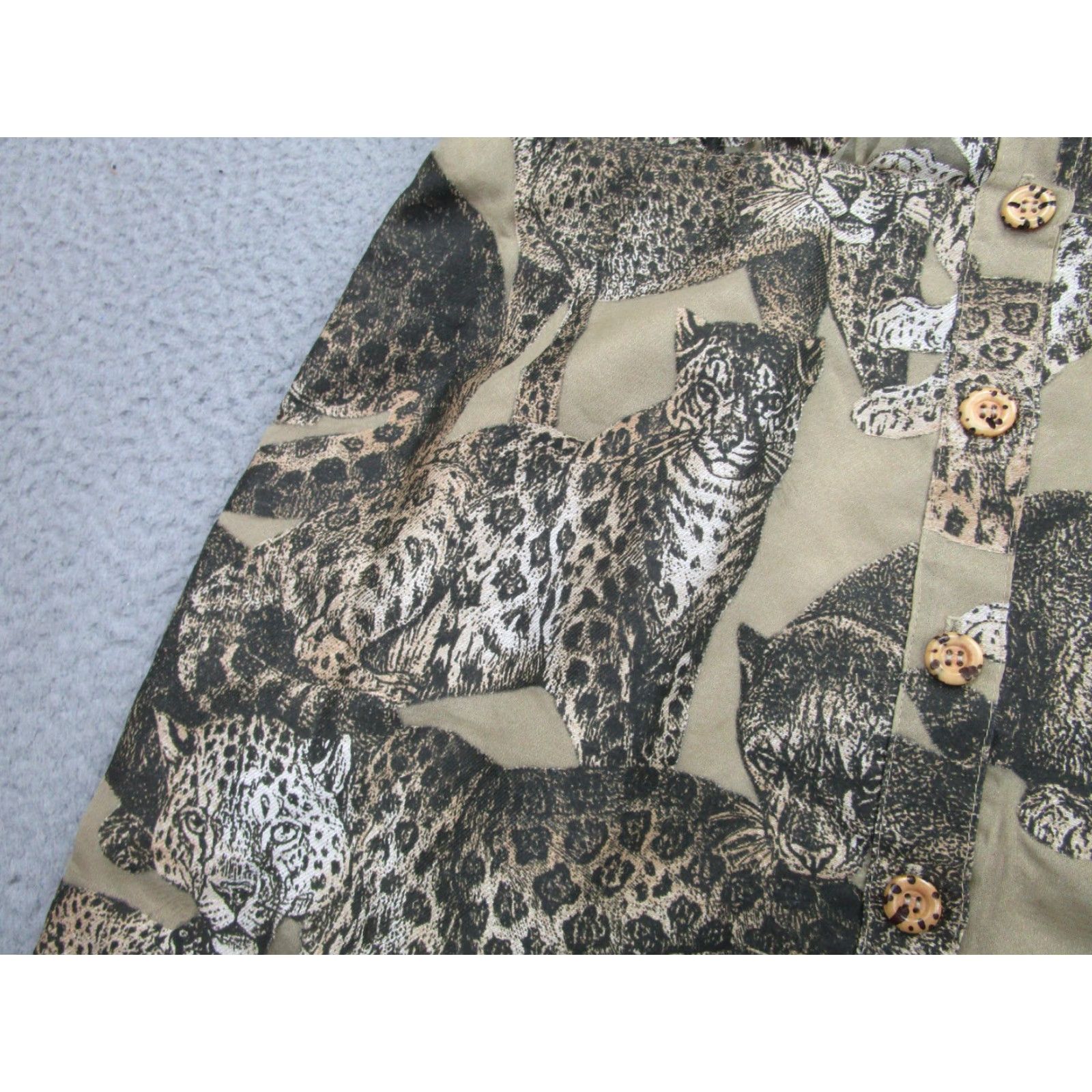 Vintage VINTAGE Dorothy Schoelen The Silver Connection Dress Shirt Dress Womens 12 Brown Leopard Animal Print Button Front Collared Short Sleeve 90s Size XL / US 12-14 / IT 48-50 - 5 Thumbnail