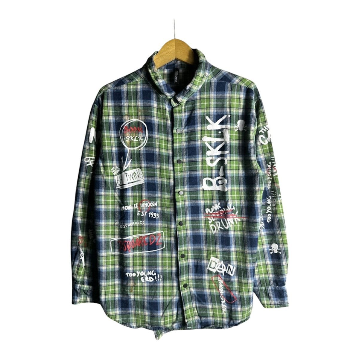 20471120 × Beauty Beast × Japanese Brand SICK BOOM JAPANESE POEM SHIRT PLAID IFSIXWASNINE LGB STYLE Size US L / EU 52-54 / 3 - 1 Thumbnail