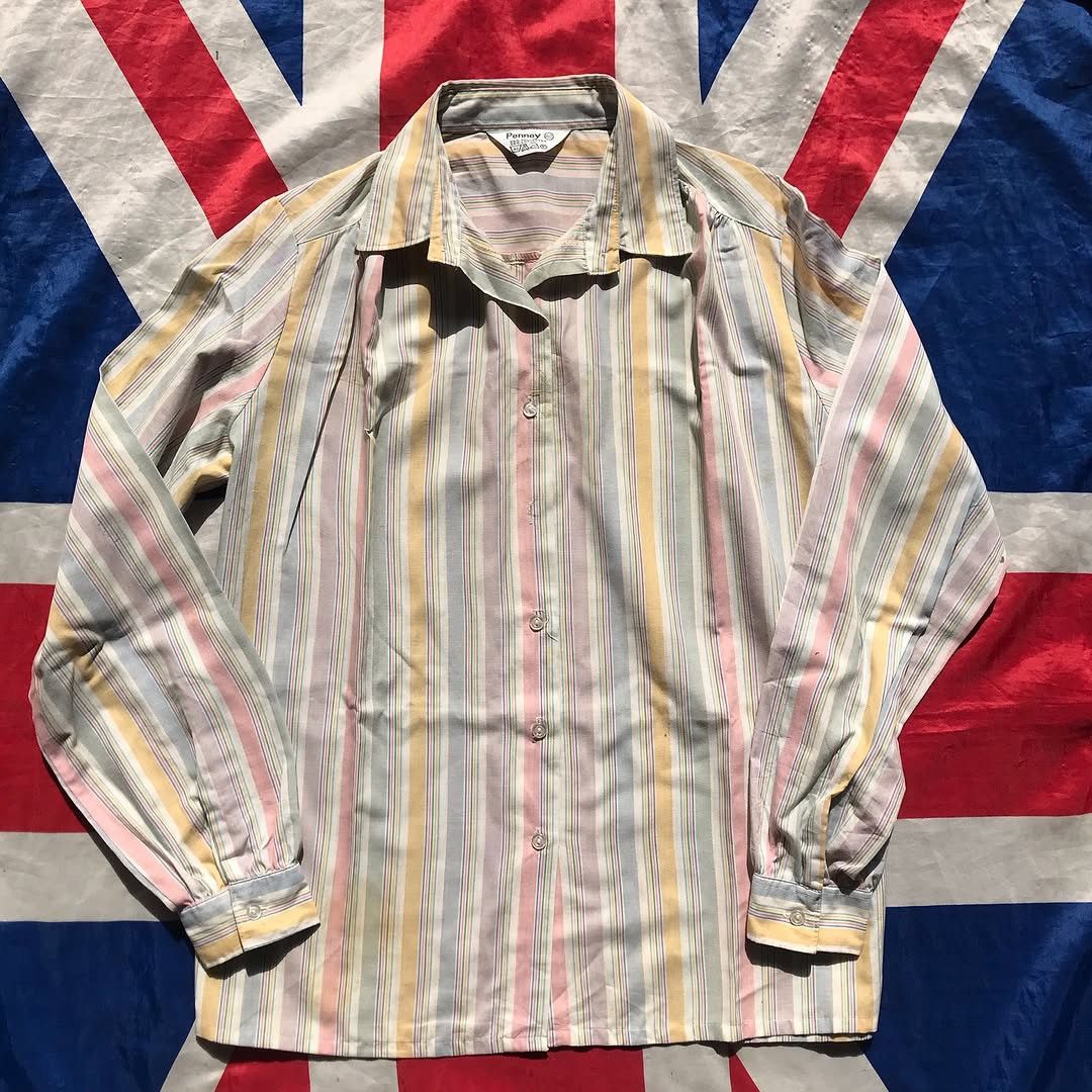 JCPenney × Vintage Vintage 70s Penney Jc Penney Candy Stripes Dagger colar Size US M / EU 48-50 / 2 - 1 Thumbnail