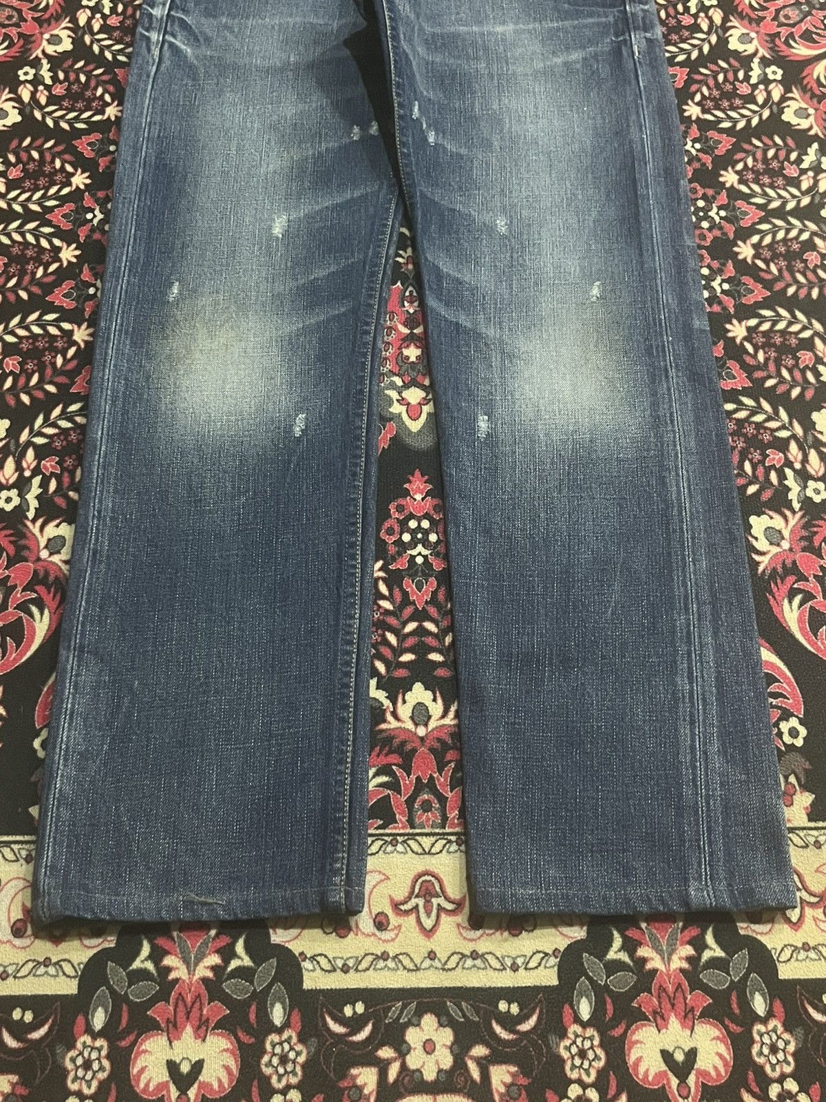 Armani Exchange Vintage Armani Exchange Blue Washed Fringe Straight Leg Jean Size US 31 - 2 Thumbnail