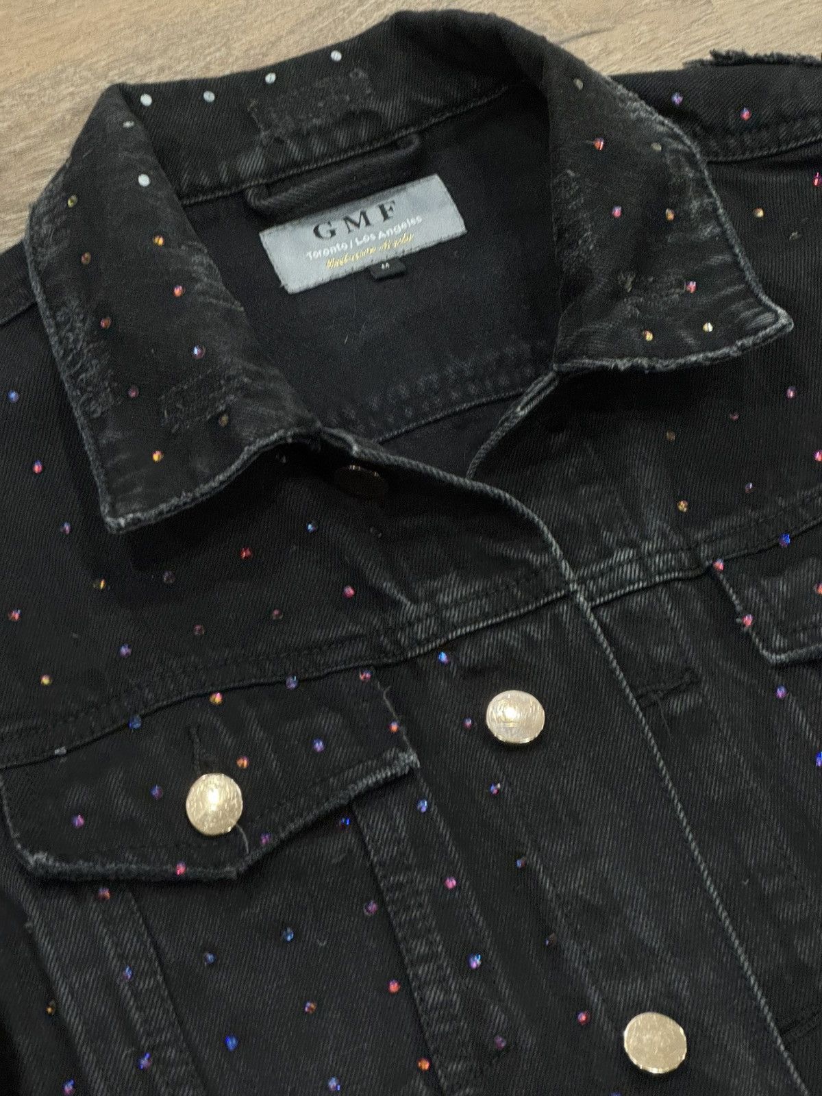 Other GMF Rhinestone Denim Jacket Distressed Crystal Trucker Size US M / EU 48-50 / 2 - 12 Thumbnail